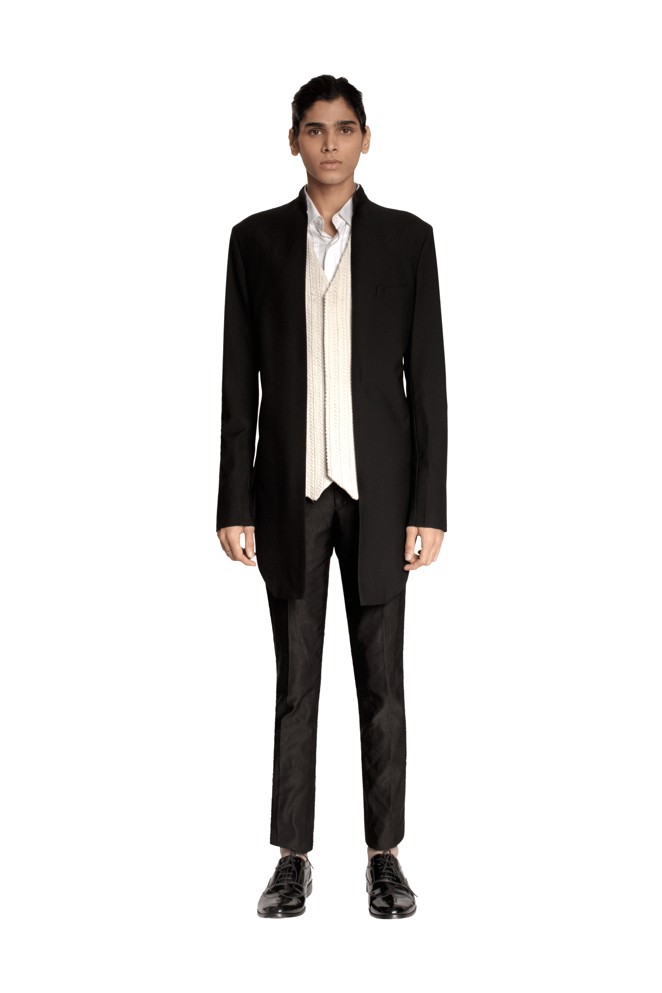  PLAIN VERTICAL LEAF MOCK LAYER JACKET 