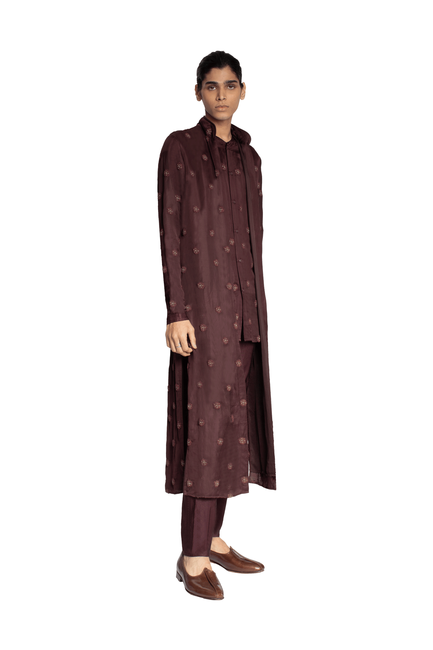 OUTSPREAD BLEEDING ROSE MOCK LAYER KURTA  