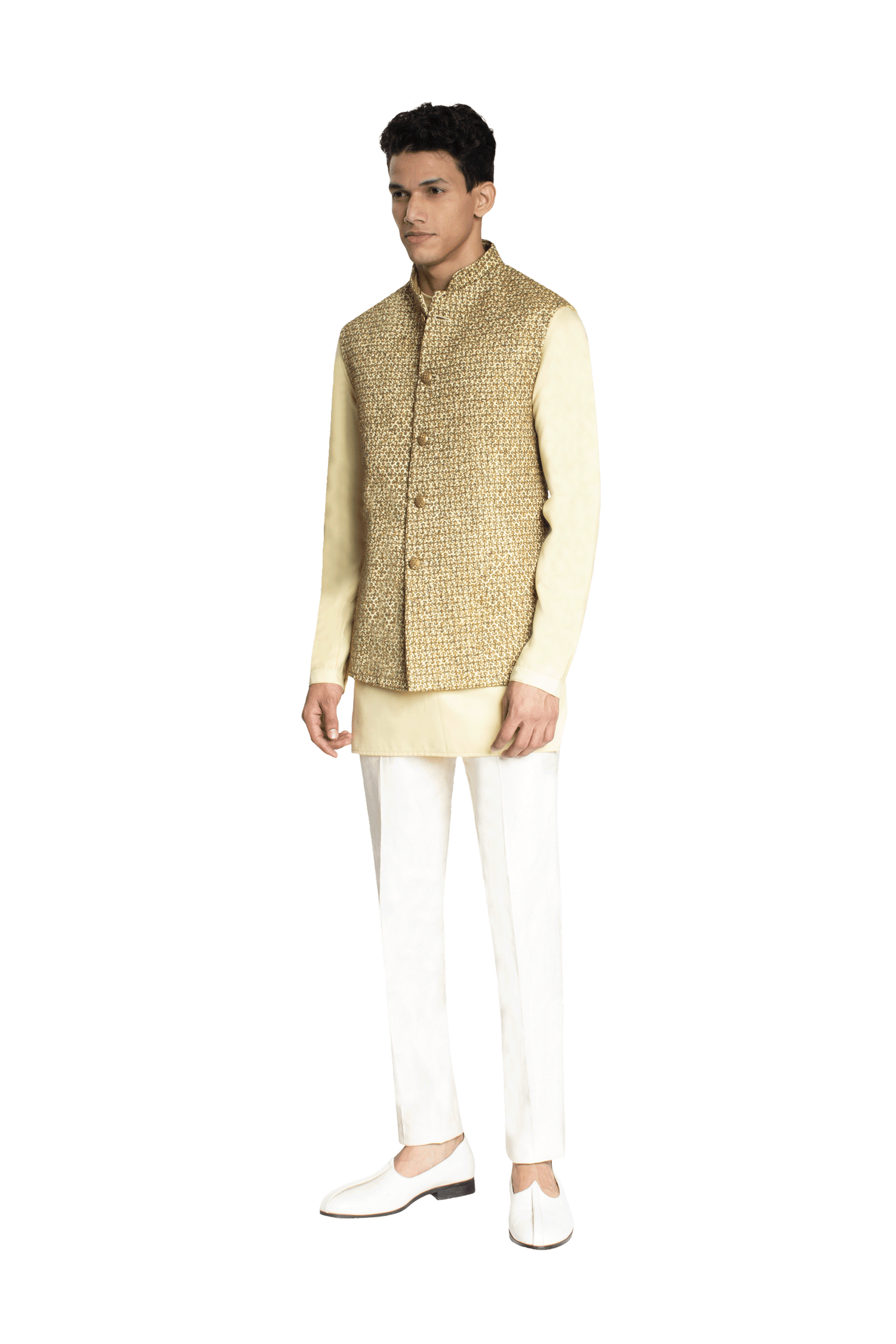 MULTICOLOUR DECON FLOWER FIVE KNOT SLEEVELESS JACKET  