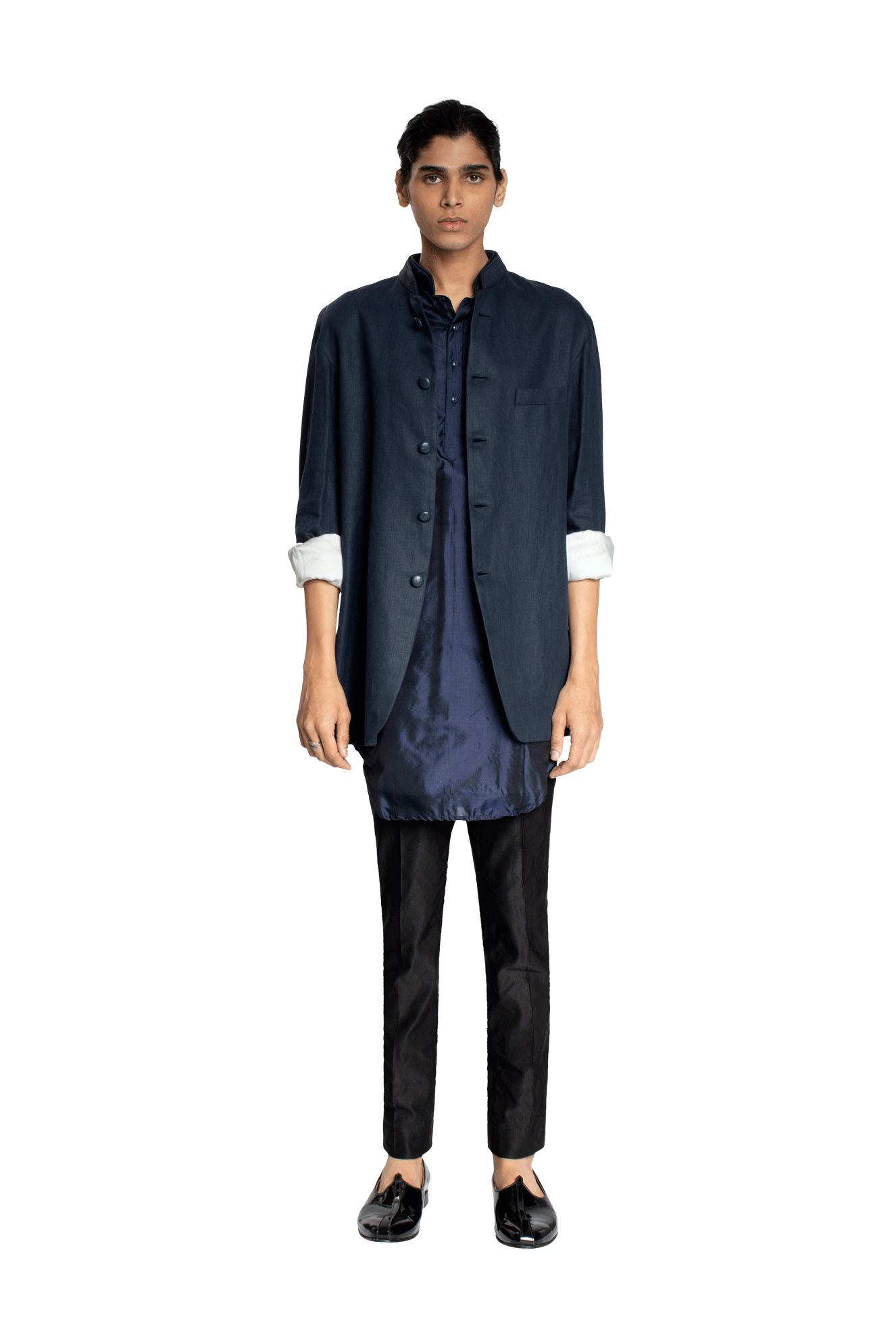  DENIM LINEN BANDHGALA 