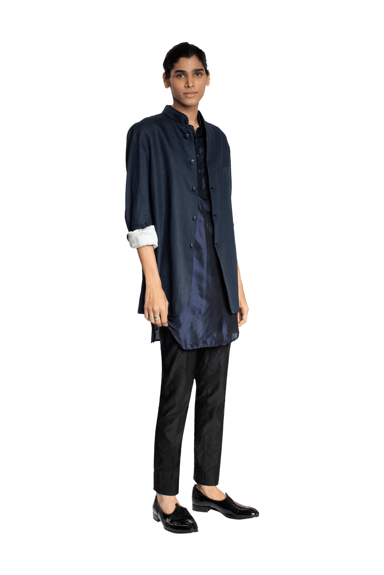 DENIM LINEN BANDHGALA  