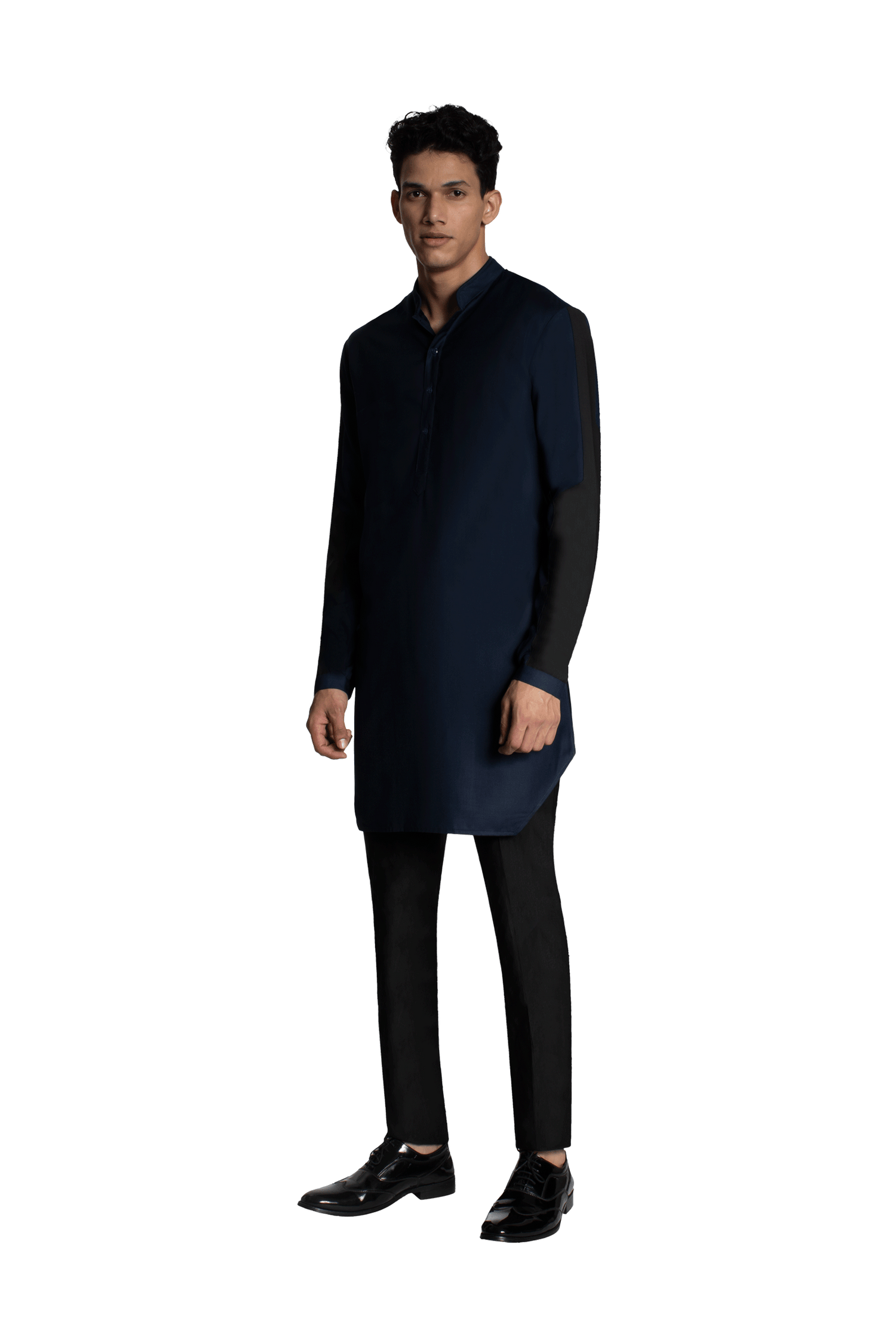 ARMOUR PATCH SLEEVE NAVY & BLACK KURTA  