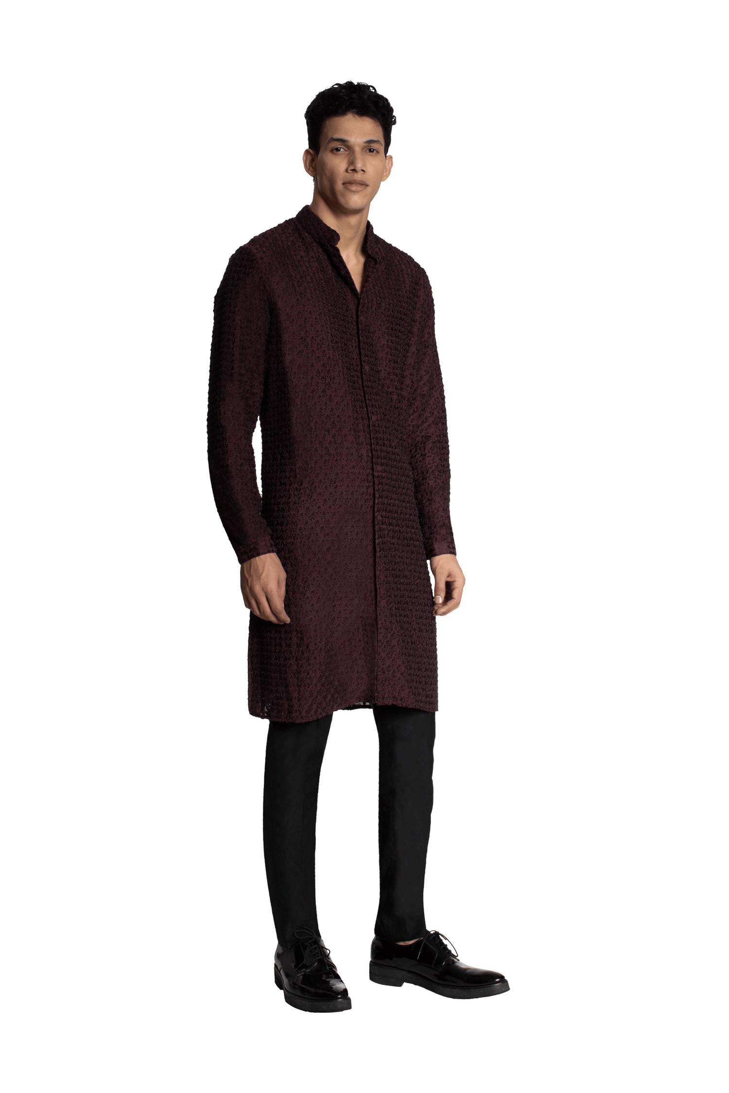 PLANT BEADED WINE KURTA  