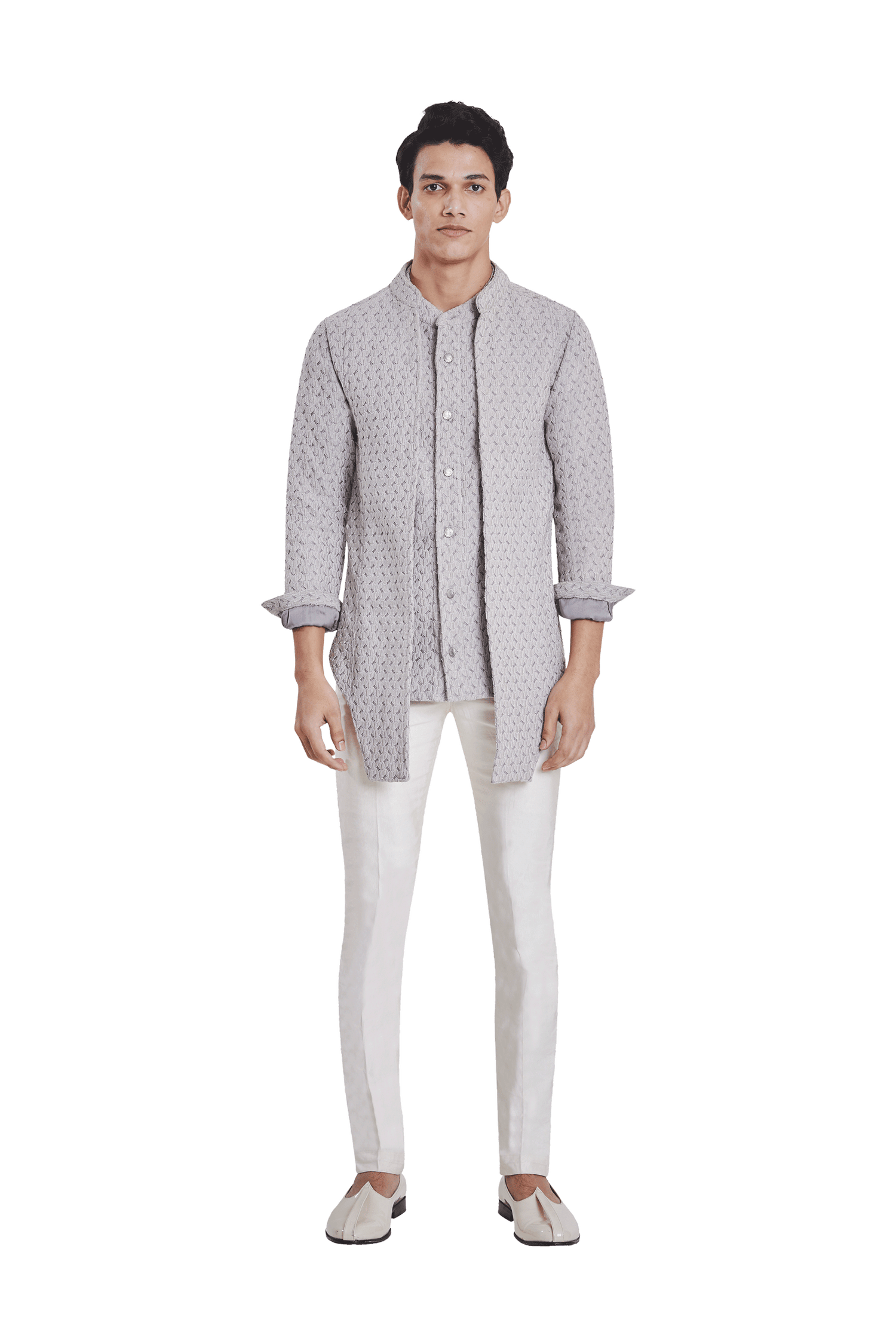  FILLED BOM LUREX HIGHLIGHTED MOCK LAYER JACKET 