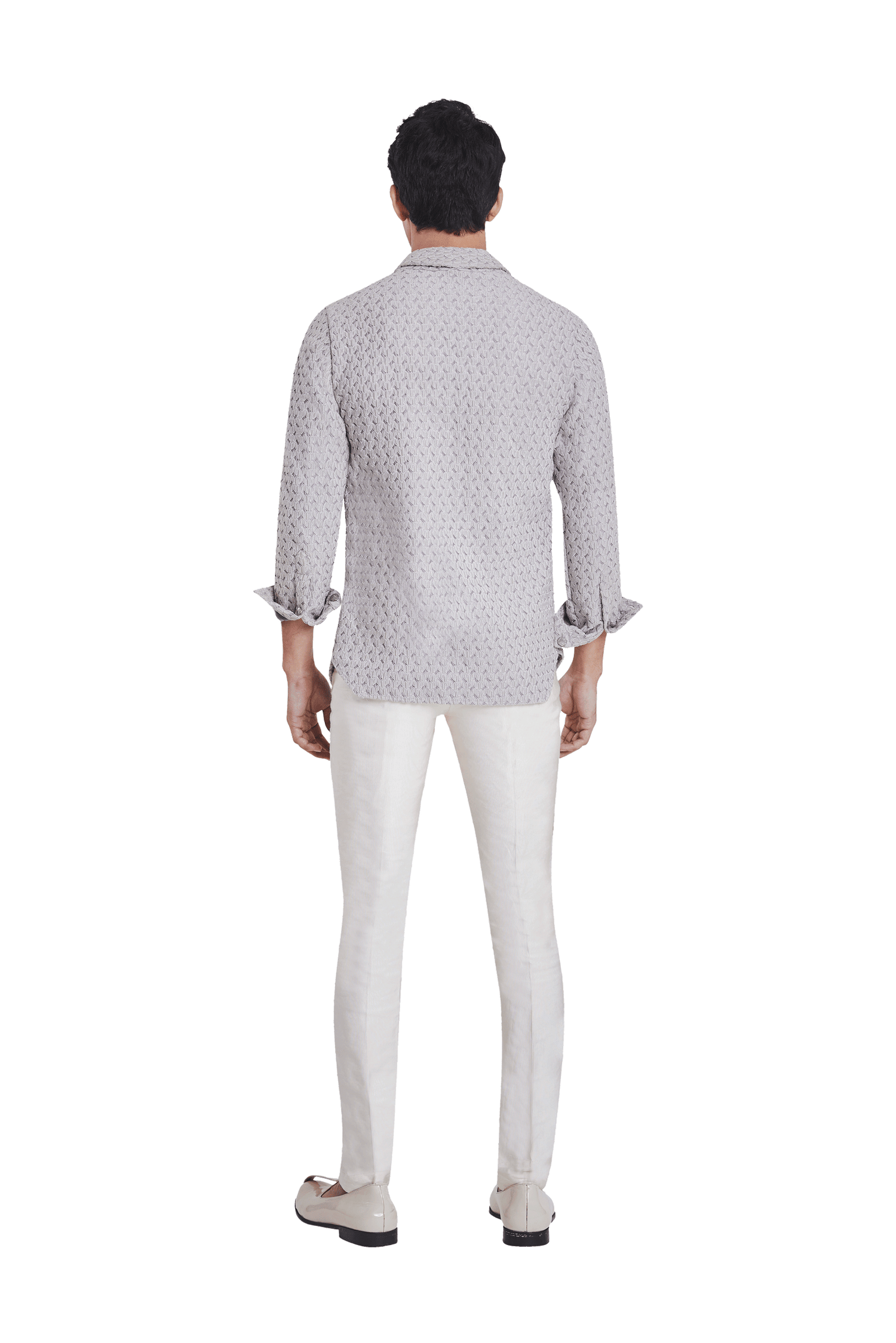 FILLED BOM LUREX HIGHLIGHTED MOCK LAYER JACKET  