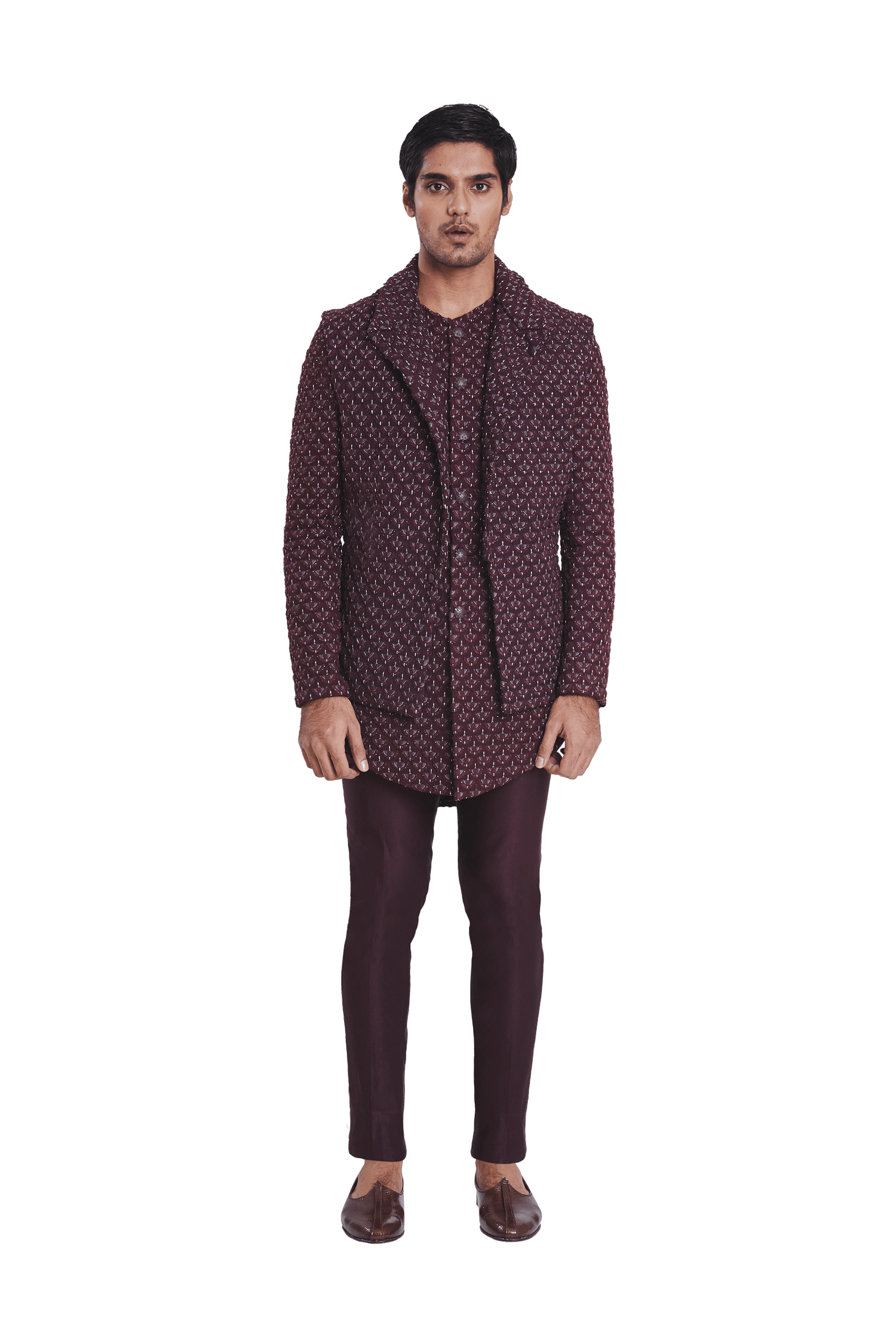  WING GOOSE HIGH COLLAR LAPEL SLEEVELESS JACKET 