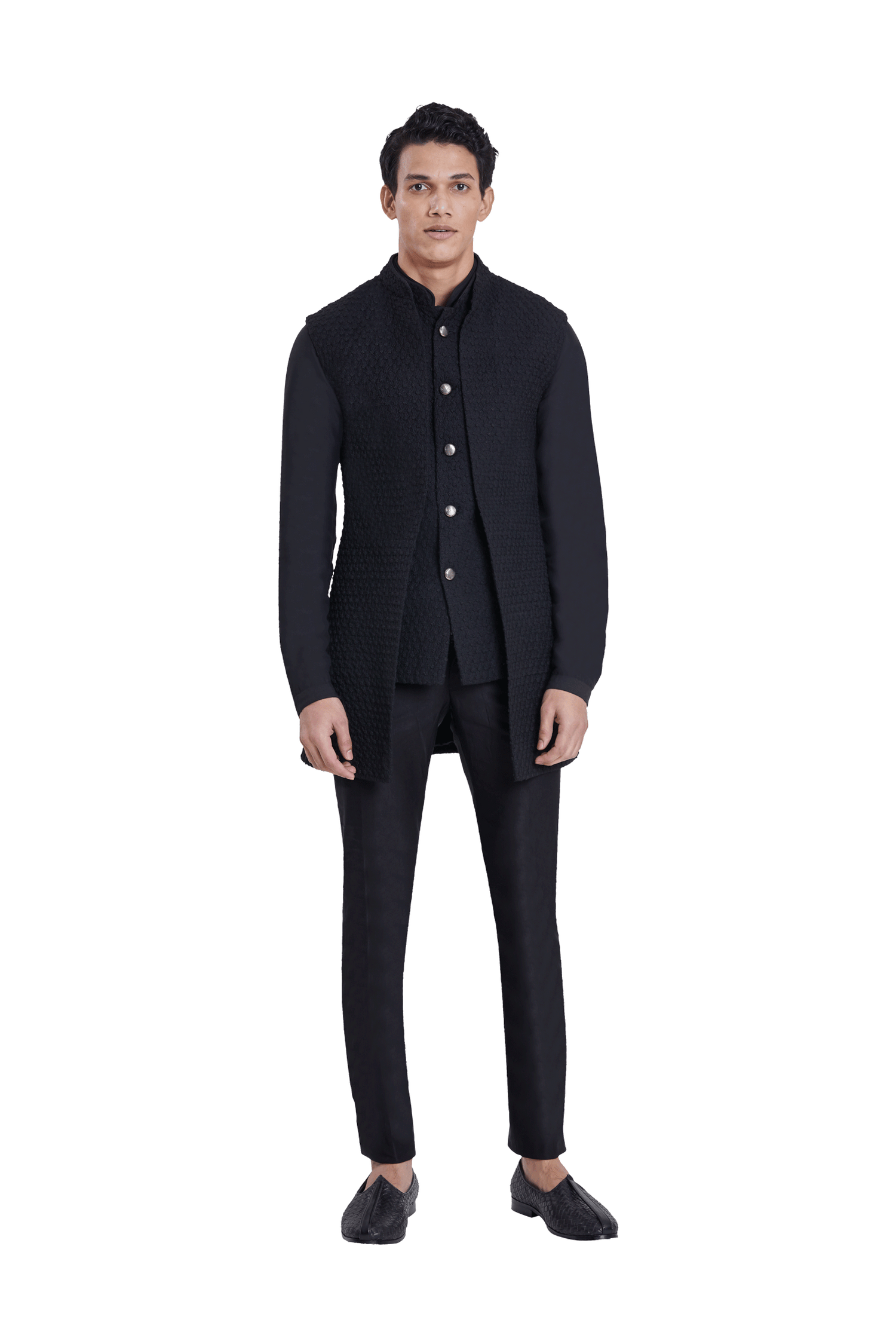  MINI FLOWER MOCK LAYER SLEEVELESS JACKET 