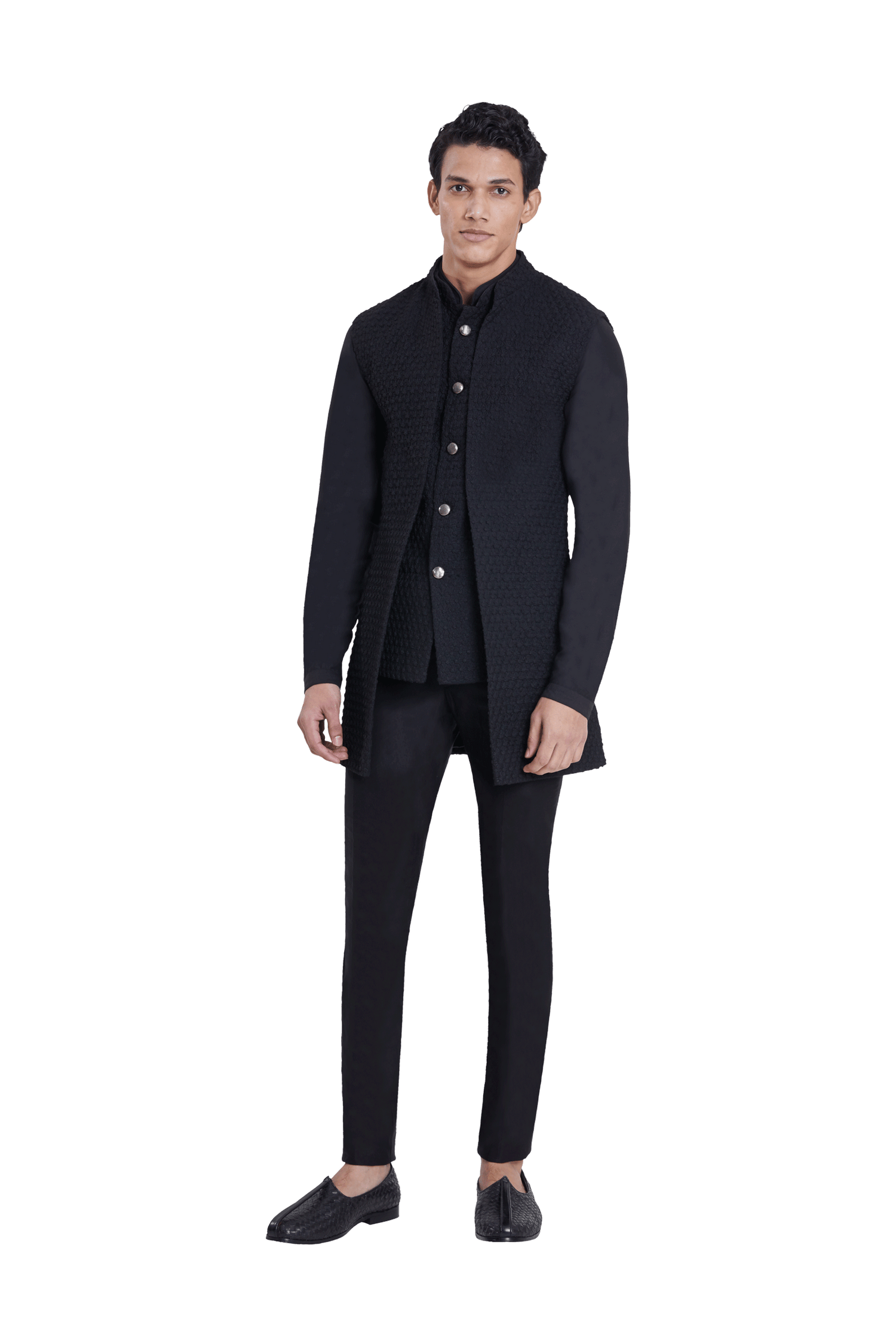 MINI FLOWER MOCK LAYER SLEEVELESS JACKET  