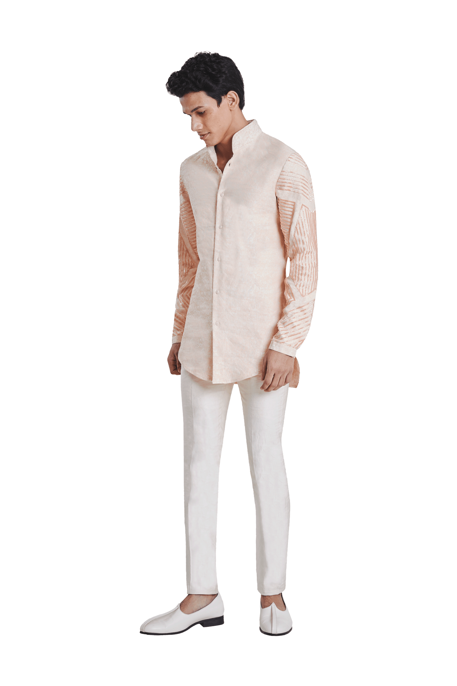 TEXTURE ARMOUR HIGHLIGHTED SLEEVE KURTA  