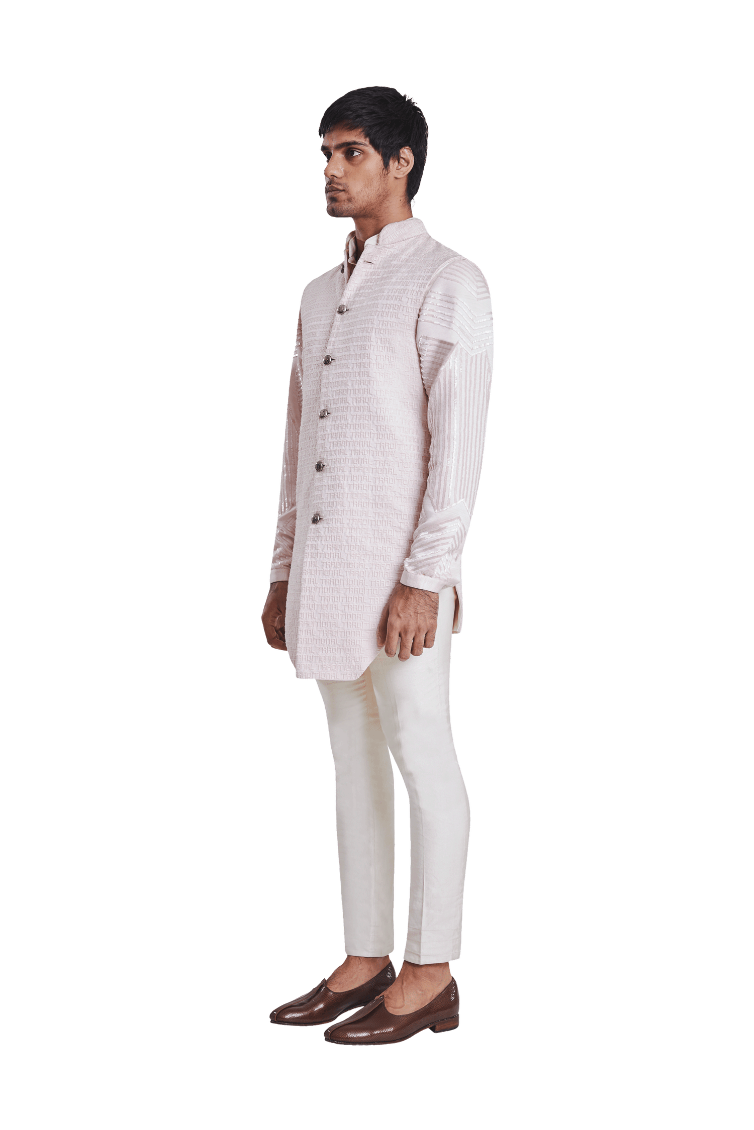 TRADITIONAL FLAT LONG SLEEVELESS BLUSH PINK JACKET  