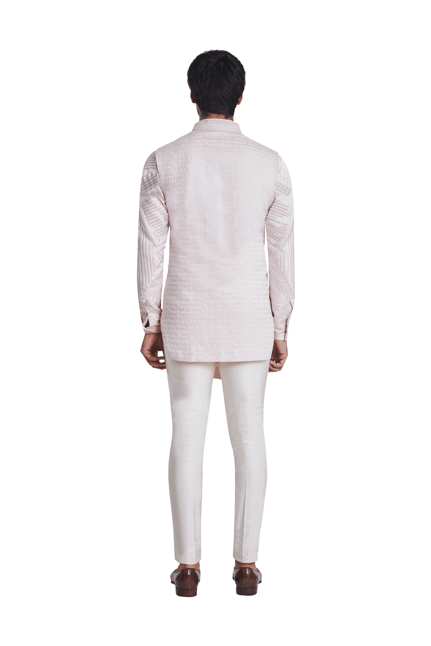 TRADITIONAL FLAT LONG SLEEVELESS BLUSH PINK JACKET  