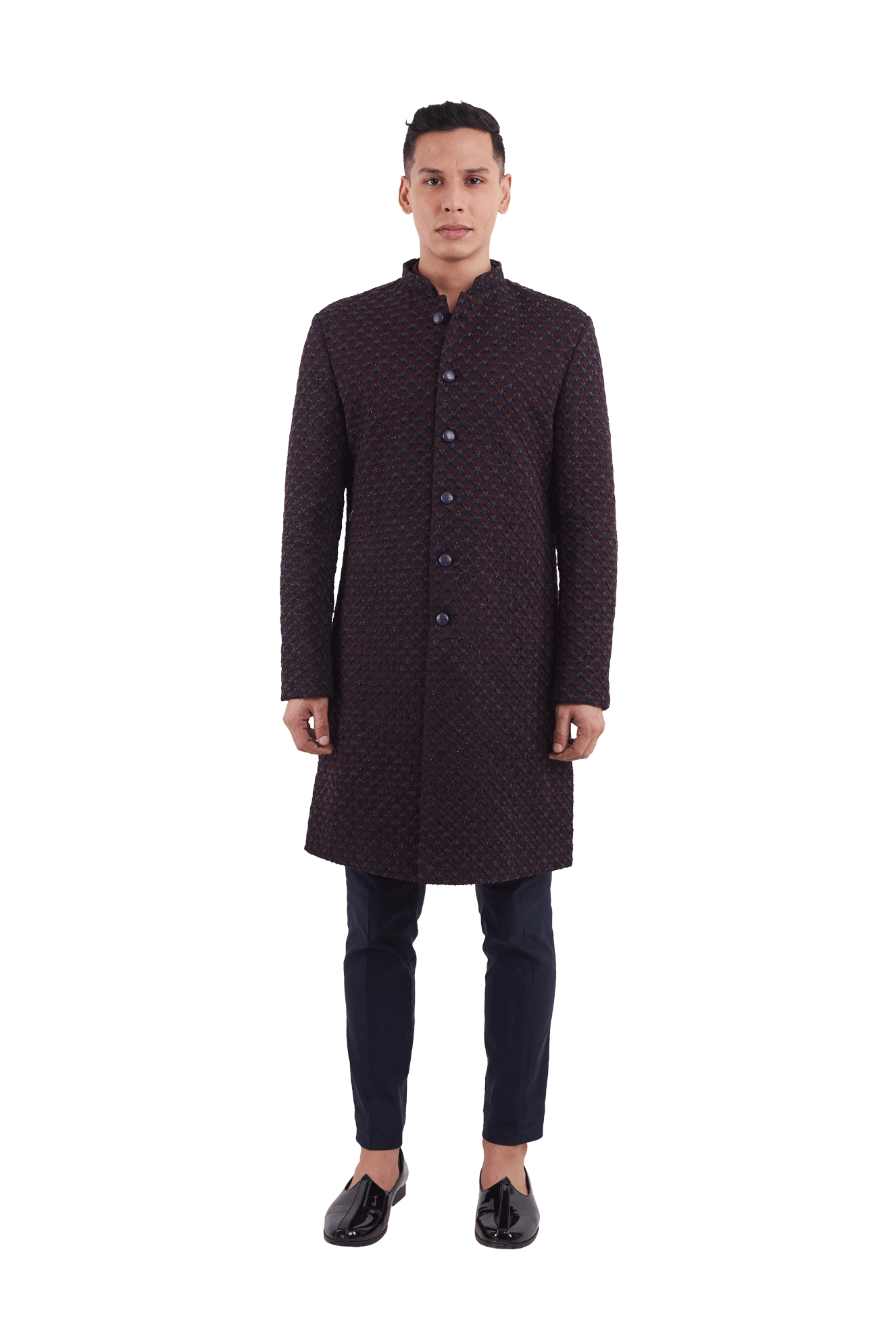  DIAMOND FLOWER HIGHLIGHTED WINE AND NAVY JACKET 