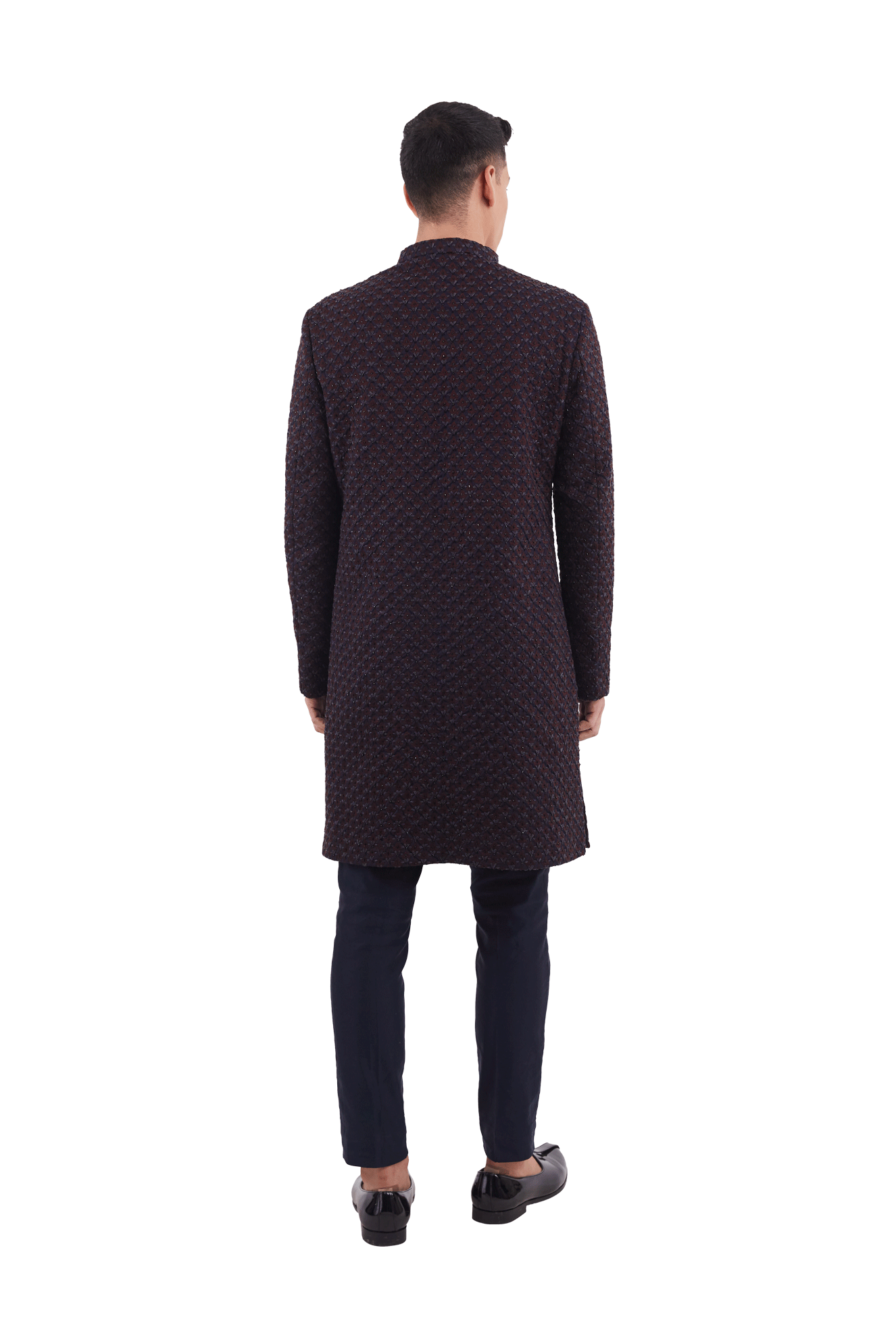 DIAMOND FLOWER HIGHLIGHTED WINE AND NAVY JACKET  