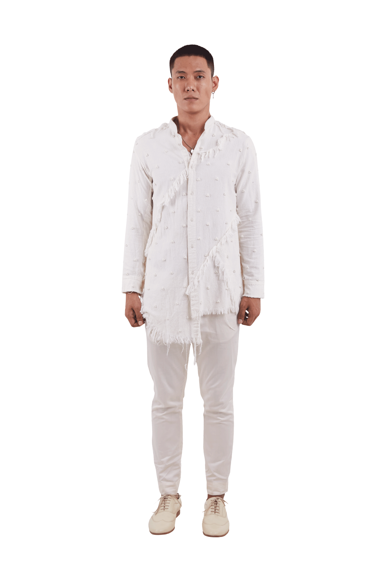 FRAYED BRAILLE KNOTTED KURTA  