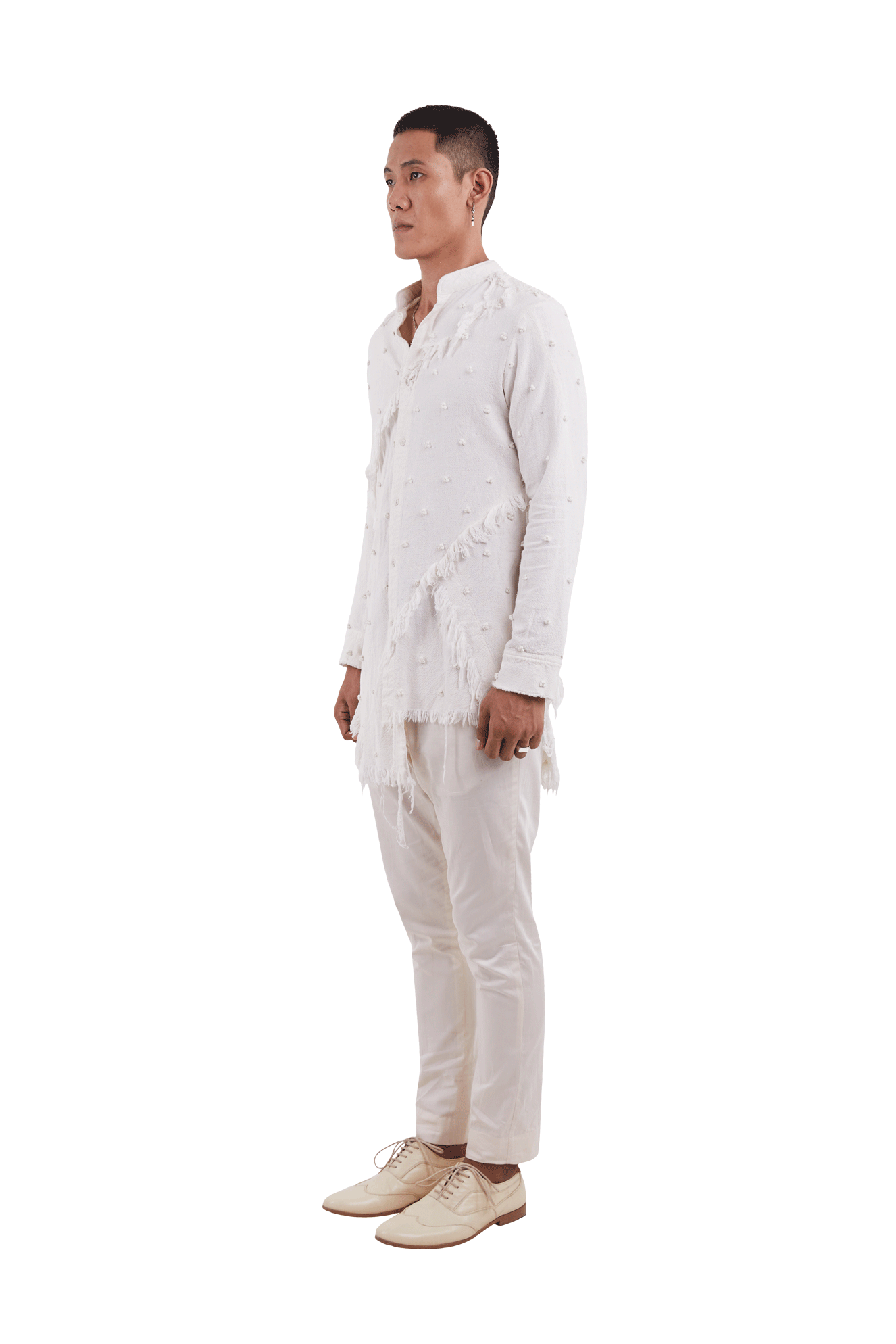 FRAYED BRAILLE KNOTTED KURTA  