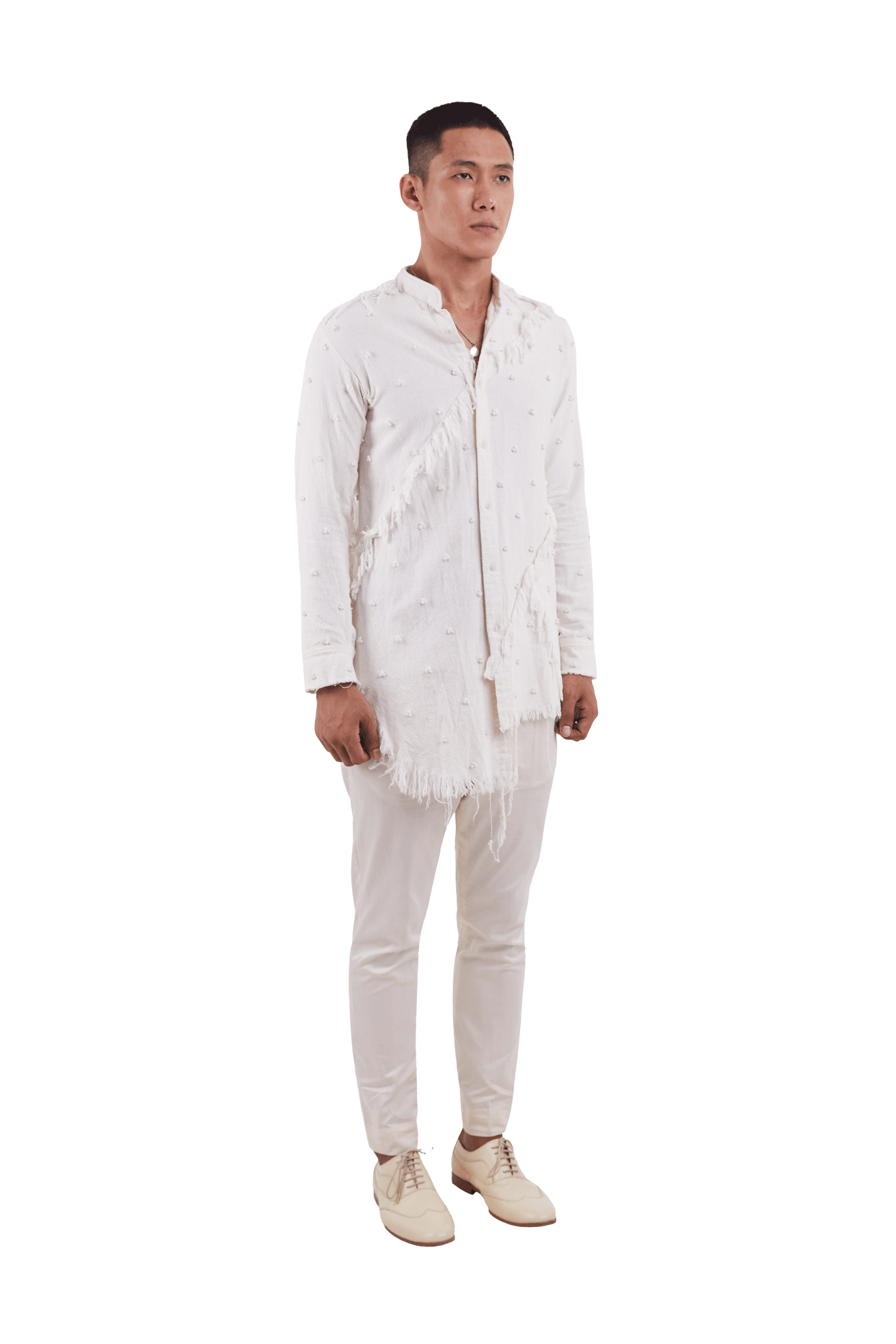 FRAYED BRAILLE KNOTTED KURTA  