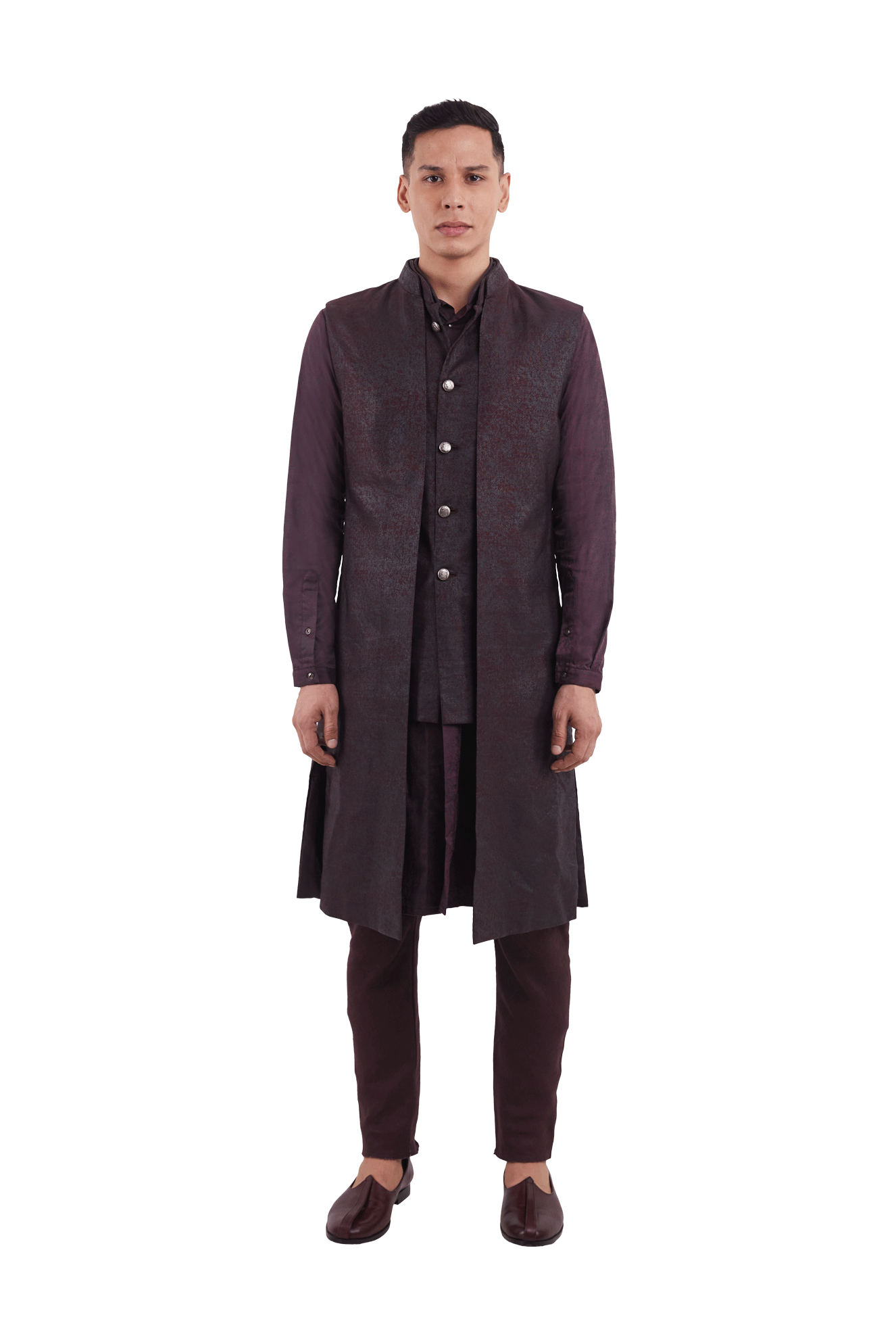  TEXTURED MOCK LAYER SLEEVELESS JACKET 