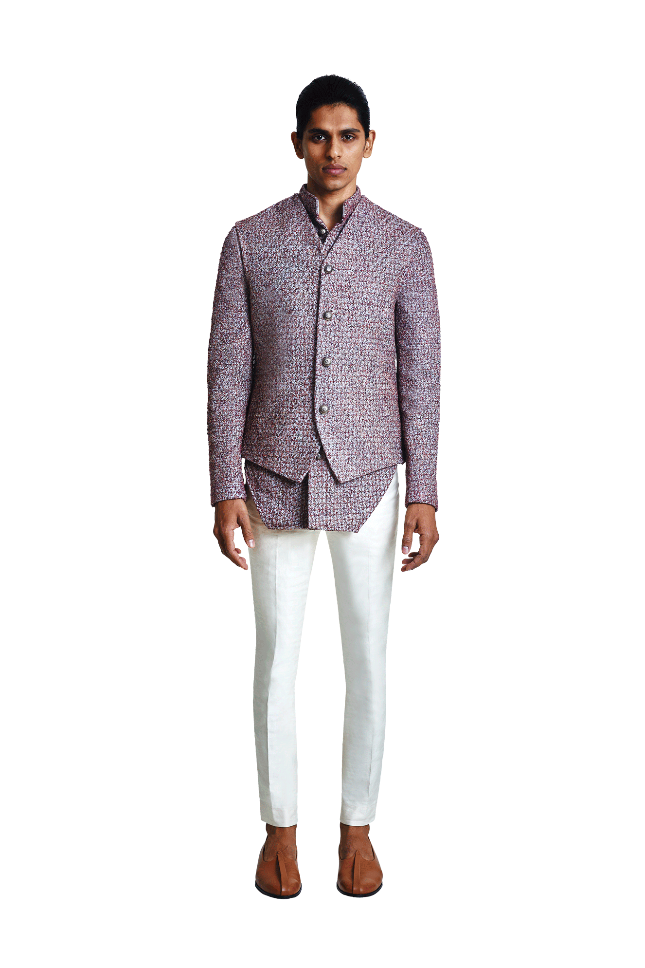  MULTICOLOR DECON FLOWER FIVE KNOTTED SLEEVELESS JACKET 