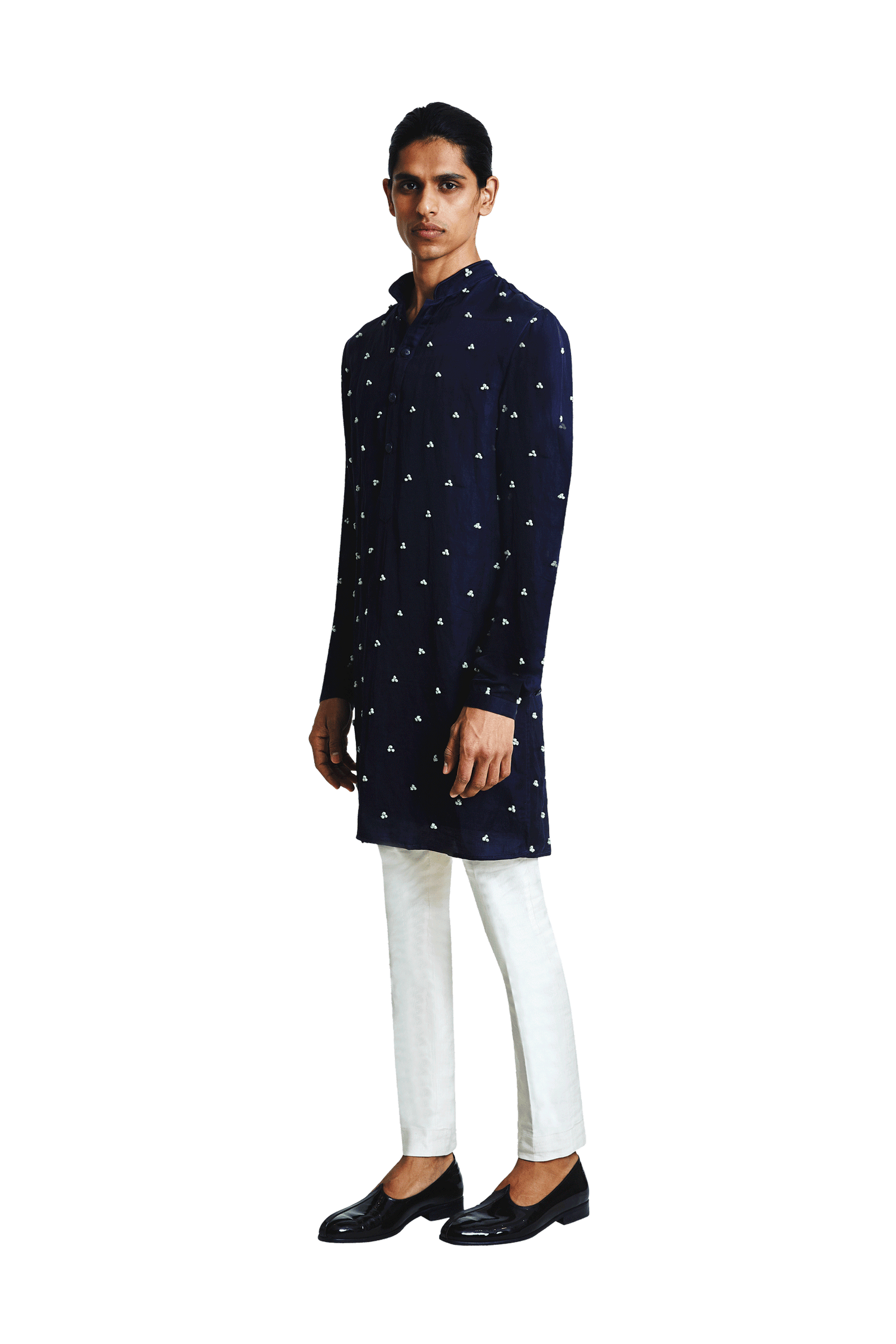 BIG BRAILLE KNOTTED NAVY KURTA  