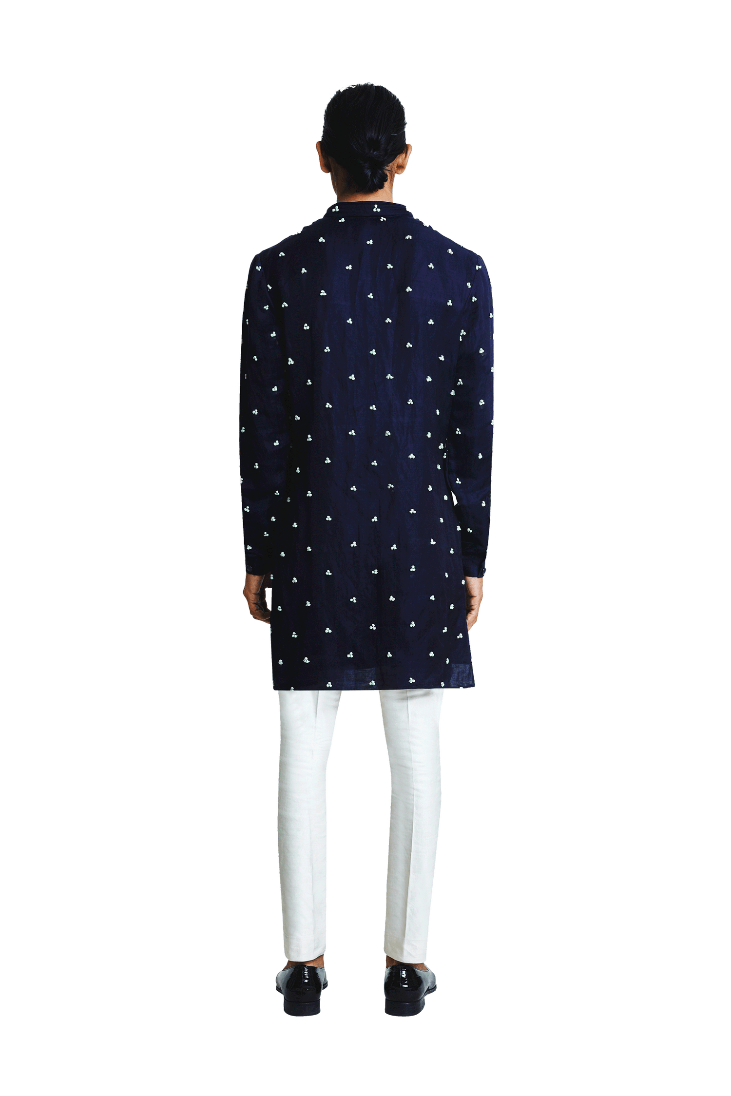 BIG BRAILLE KNOTTED NAVY KURTA  