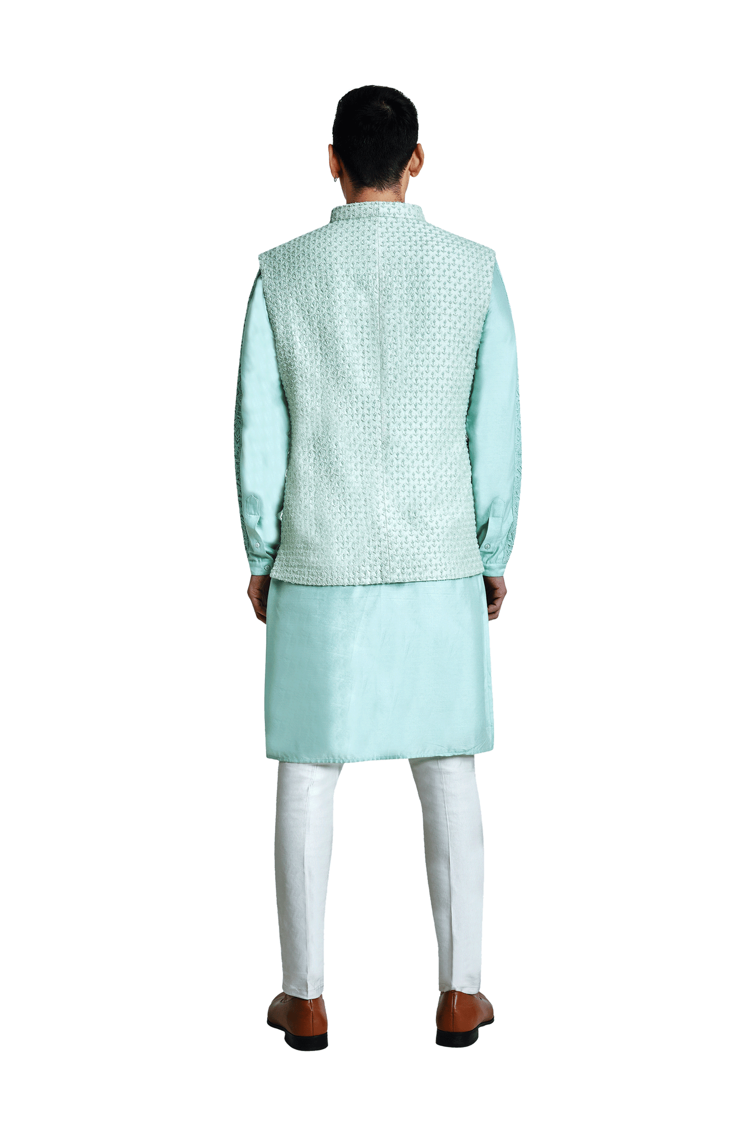 PLANT BEADED SLEEVELESS SHORT JACKET  