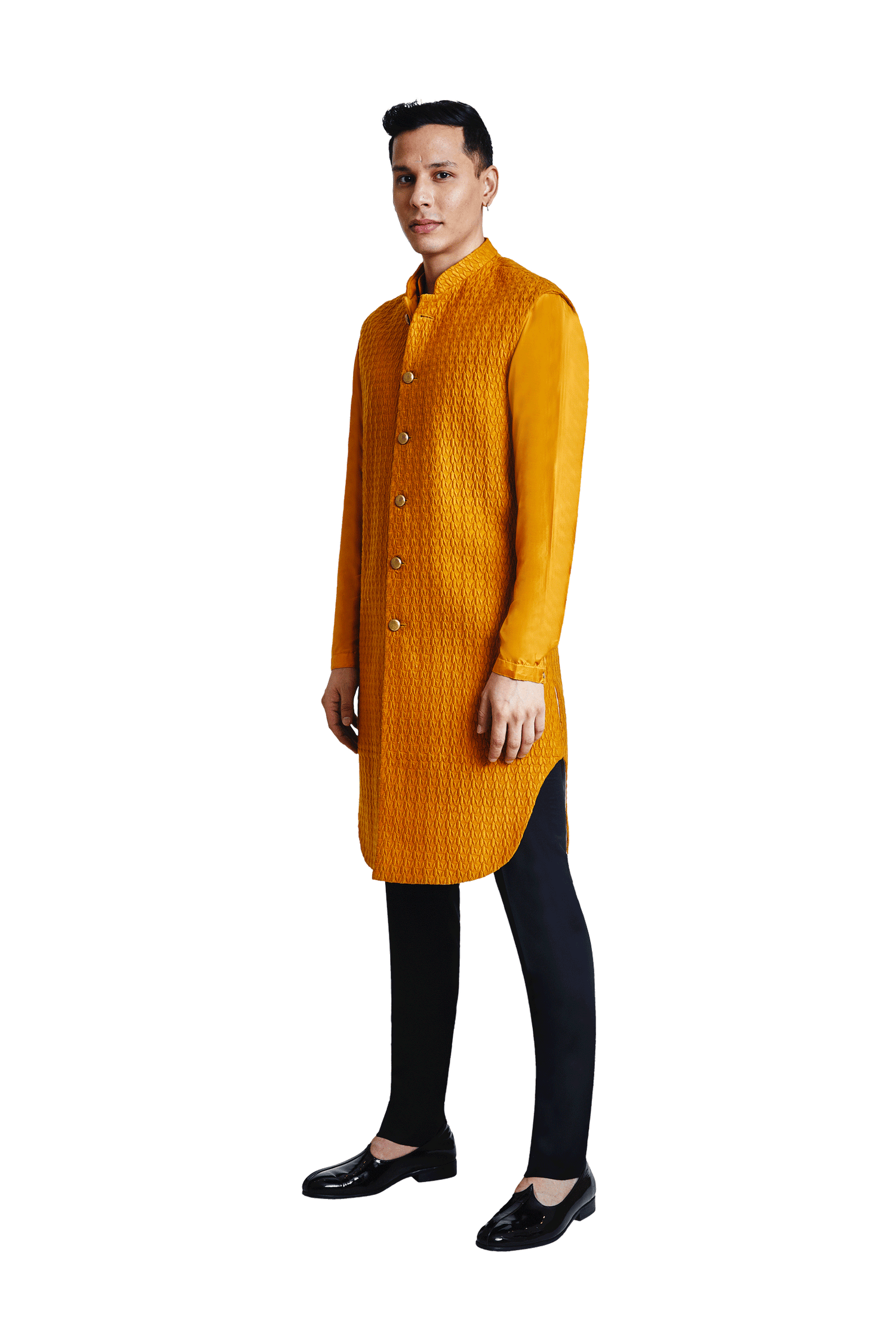 FILLED BOM SLEEVELESS LONG KOTI  