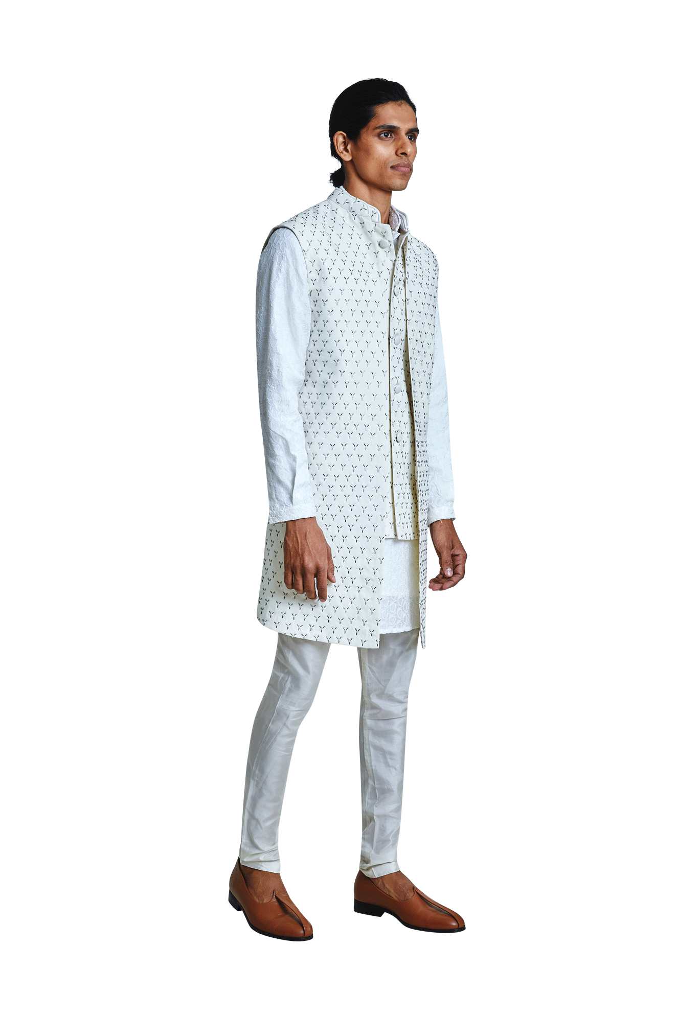 Y HIGHLIGHTED MOCK LAYER SLEEVELESS JACKET  