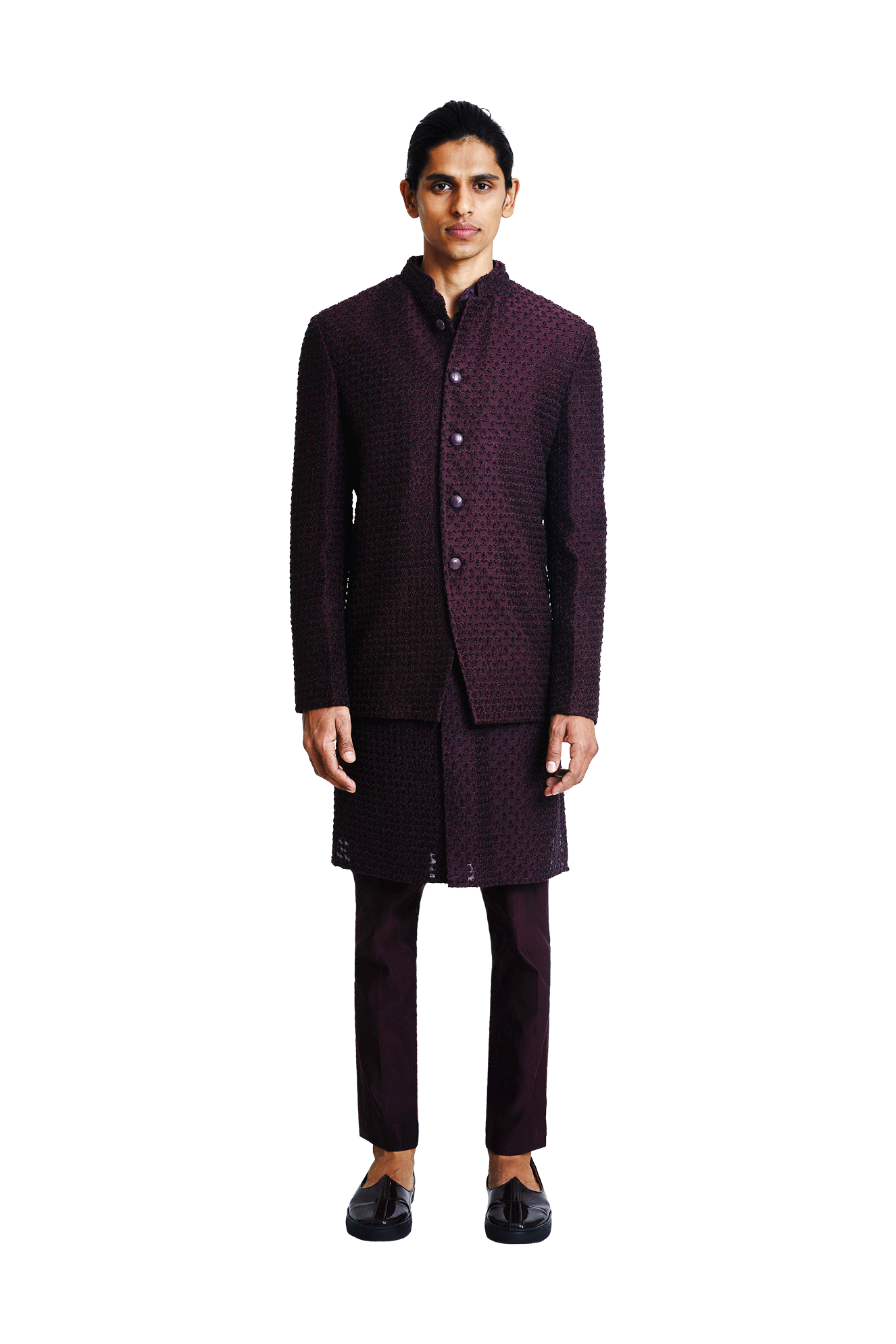  PLANT BEADED WINE BANDHGALA 