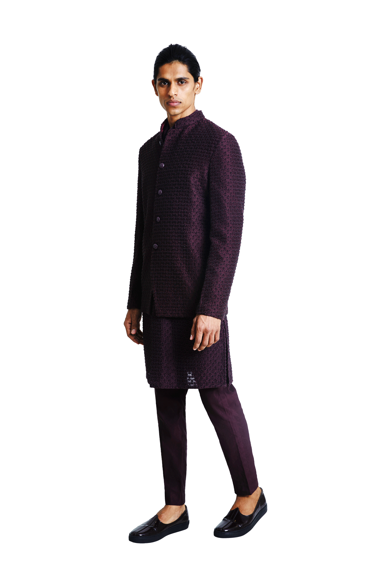 PLANT BEADED WINE BANDHGALA  