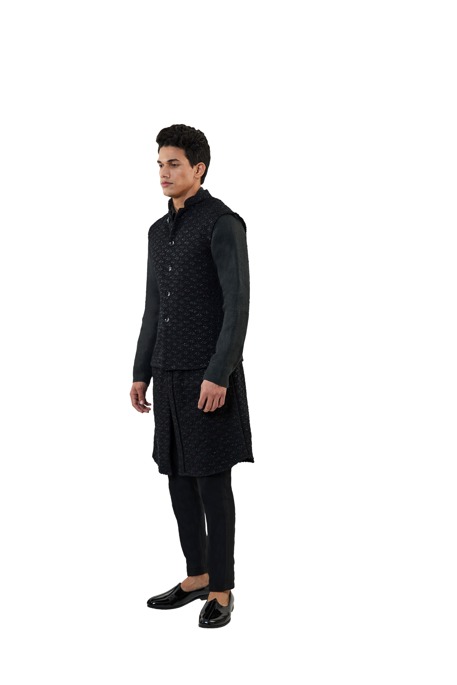 LAMP HIGHLIGHTED JUTE SLEEVELESS JACKET  