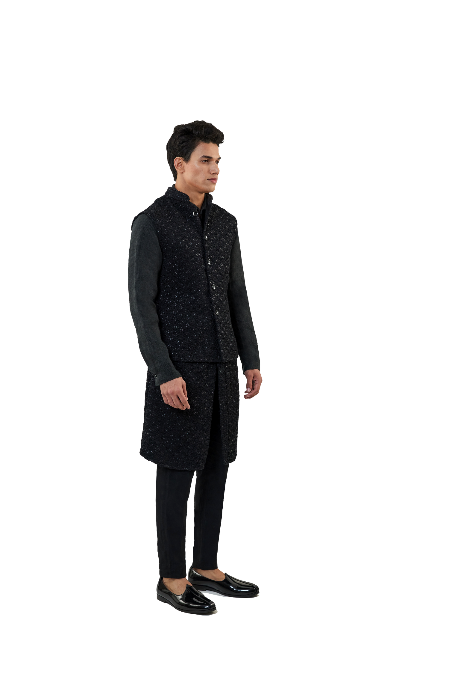 LAMP HIGHLIGHTED JUTE SLEEVELESS JACKET  