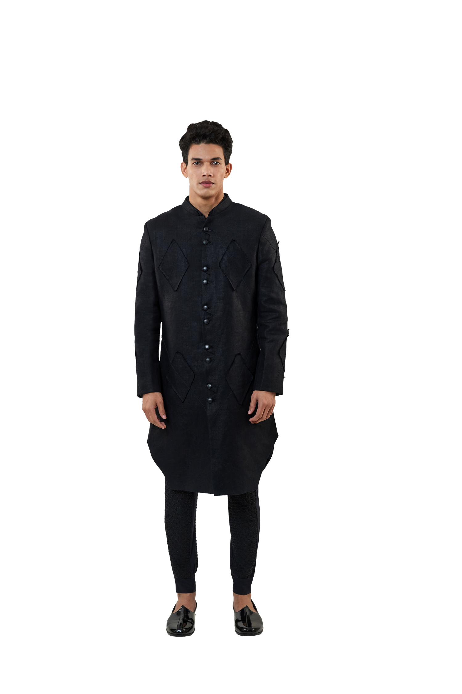  ARGYLE BLACK SCISSOR PLACKET JACKET 