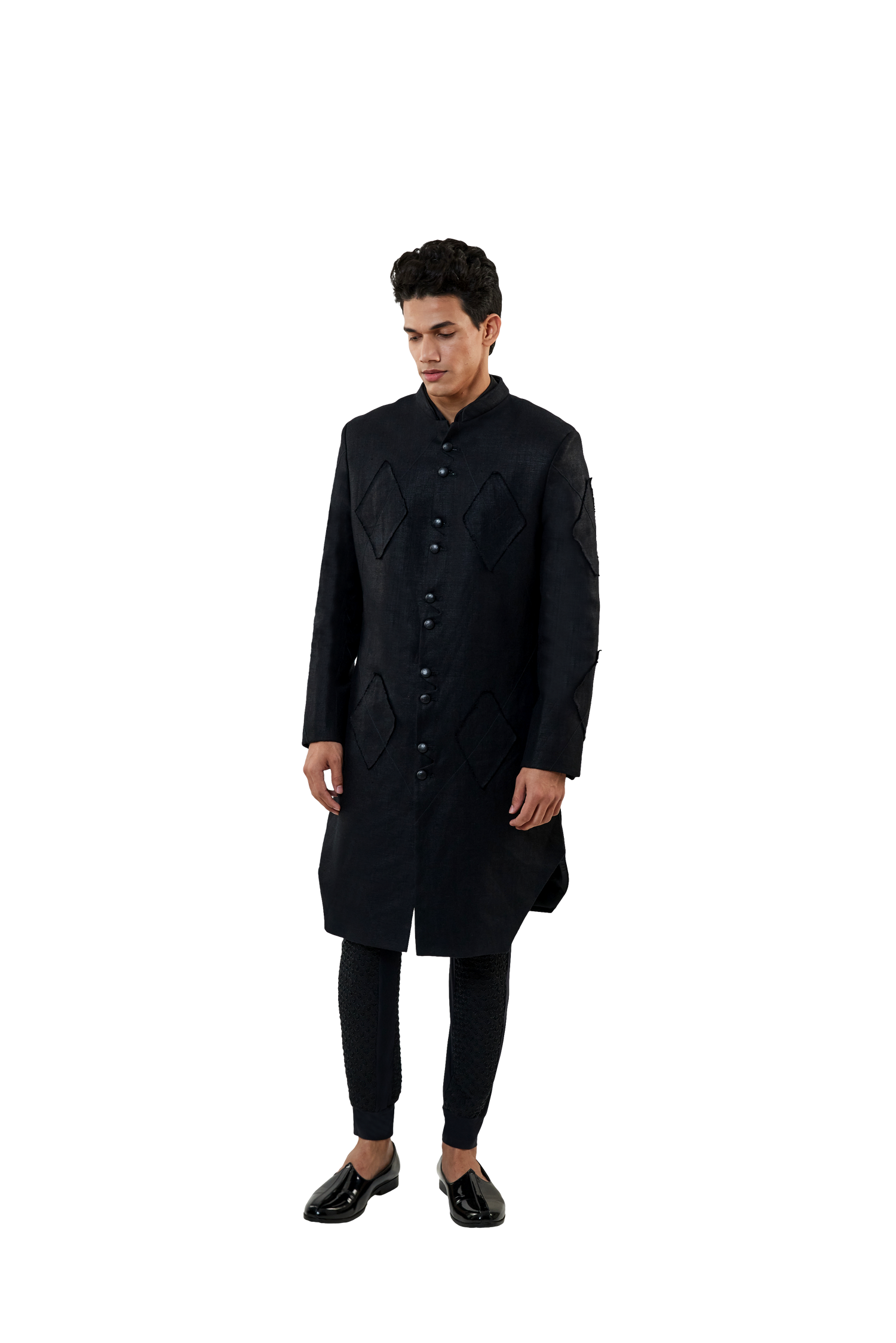 ARGYLE BLACK SCISSOR PLACKET JACKET  