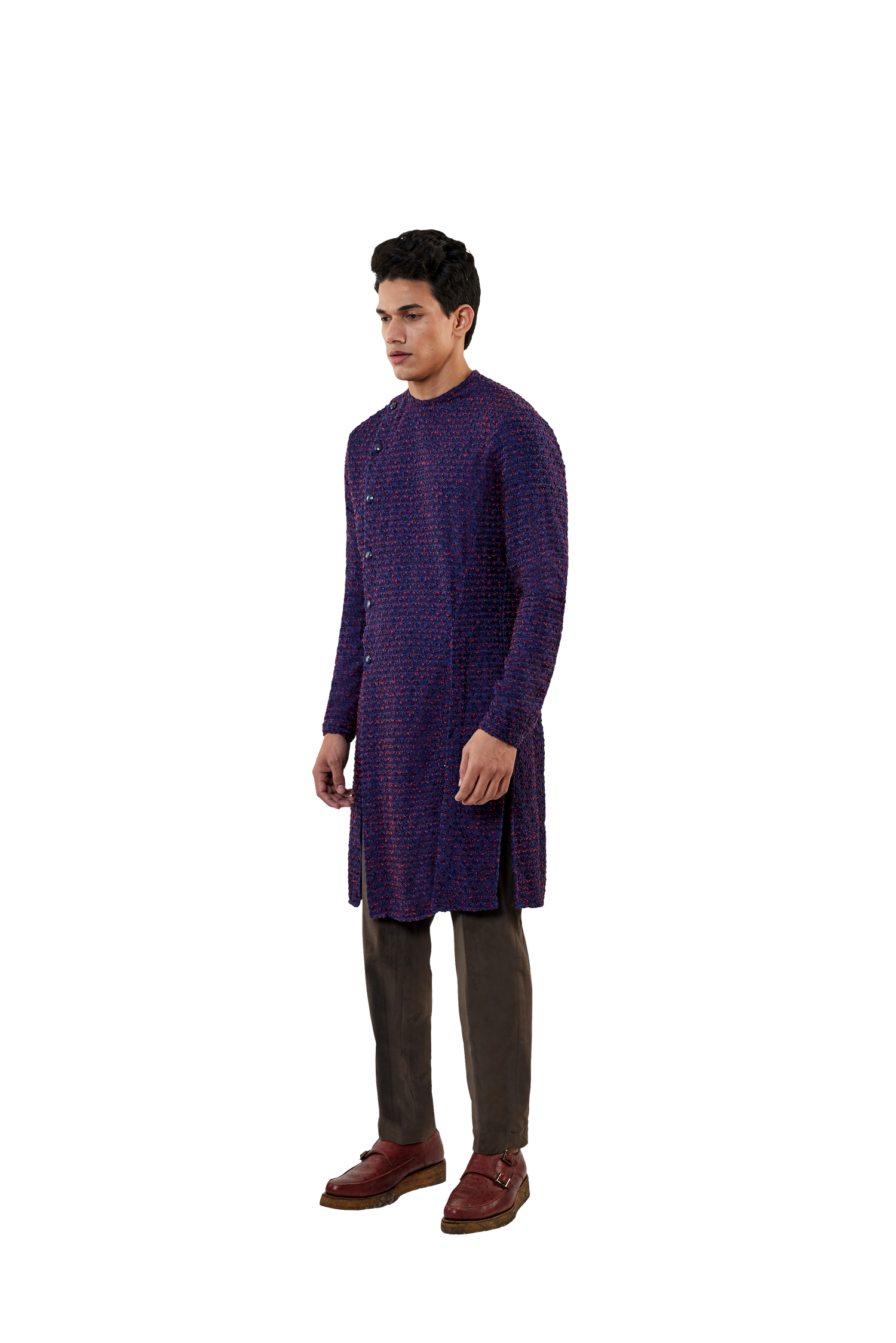 PLANT MULTIBEADED OFF CENTRE PLACKET KURTA  