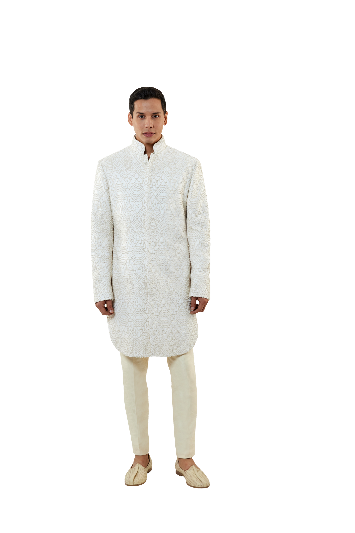  SINGLE GEOMETRIC VANILLA JACKET 