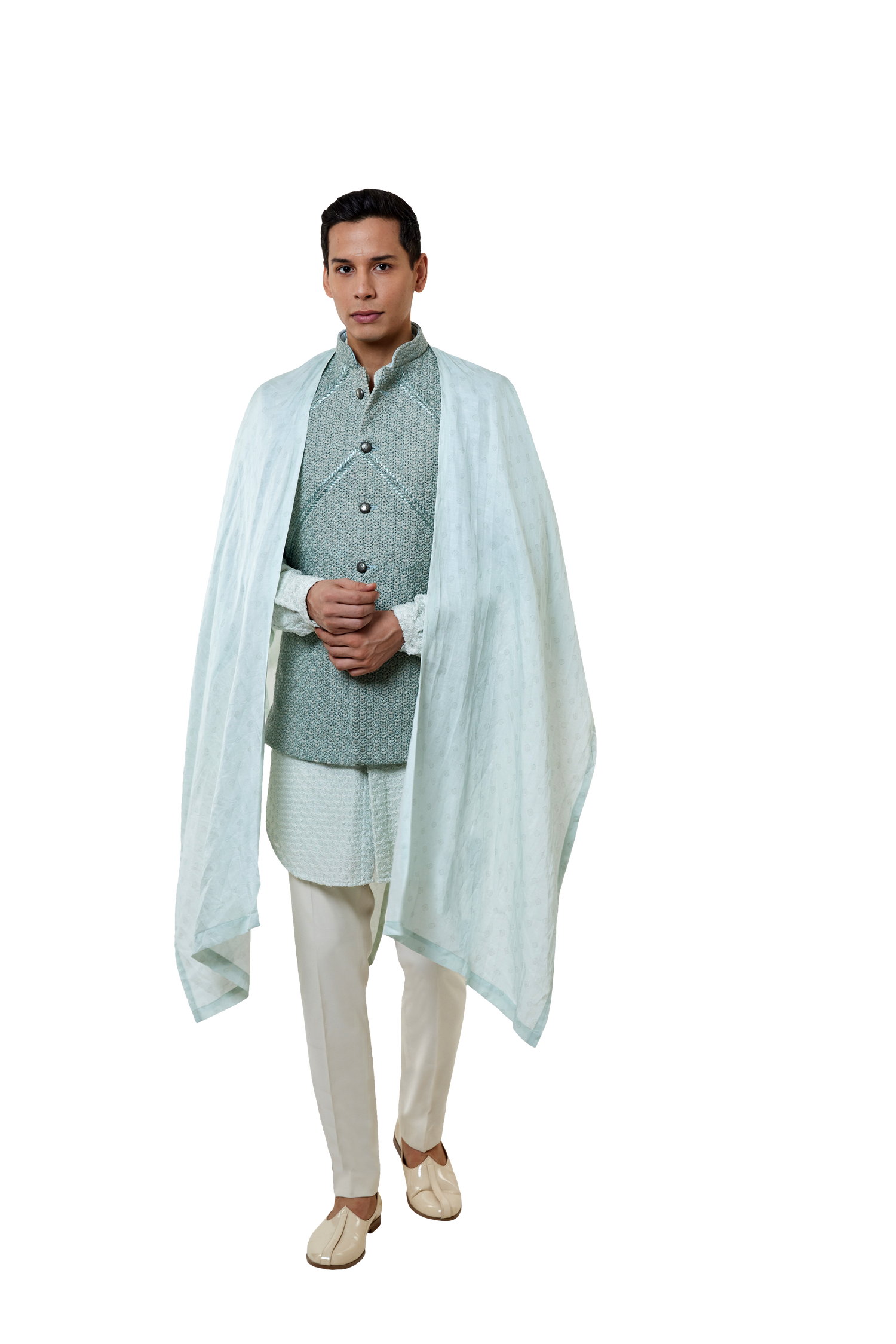  CRAB SLEEVELESS FIBRE CUT & SEW DETAIL JACKET 