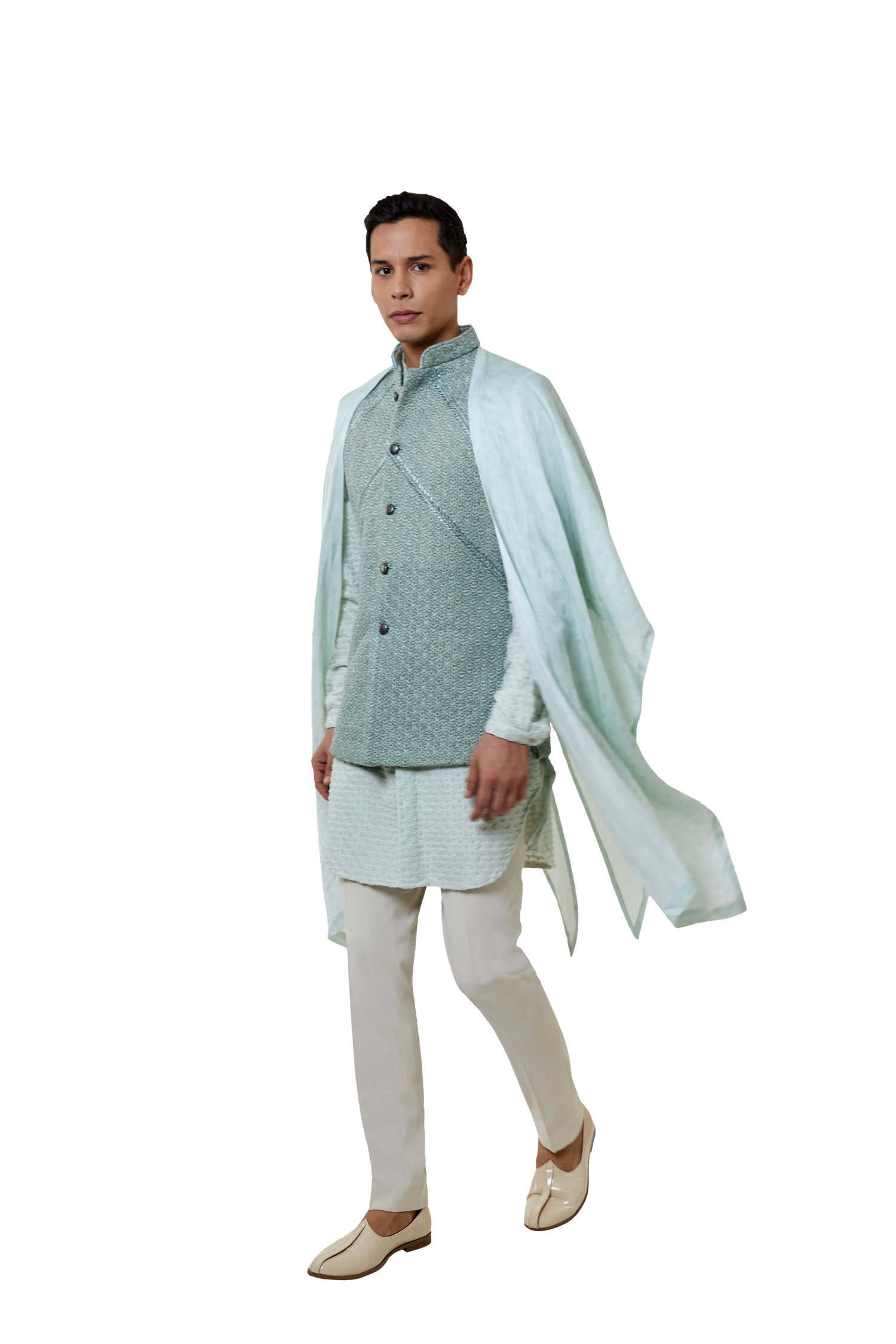 CRAB SLEEVELESS FIBRE CUT & SEW DETAIL JACKET  