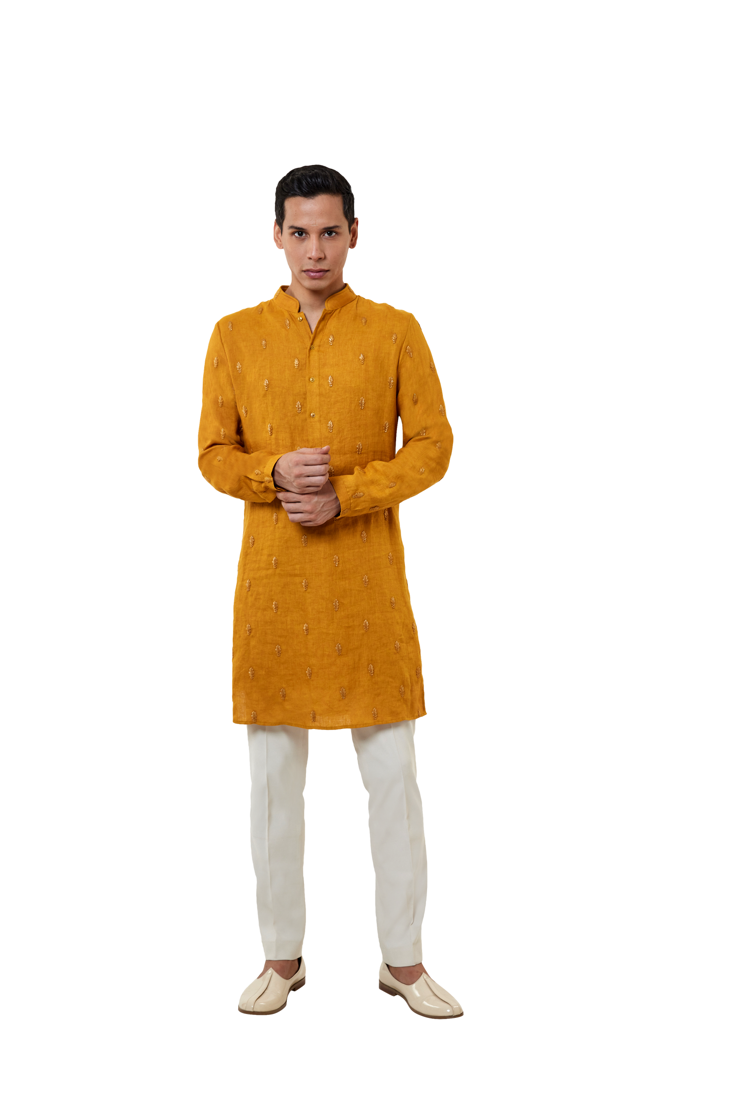  EXTENDED FIRE MUSTARD KURTA 