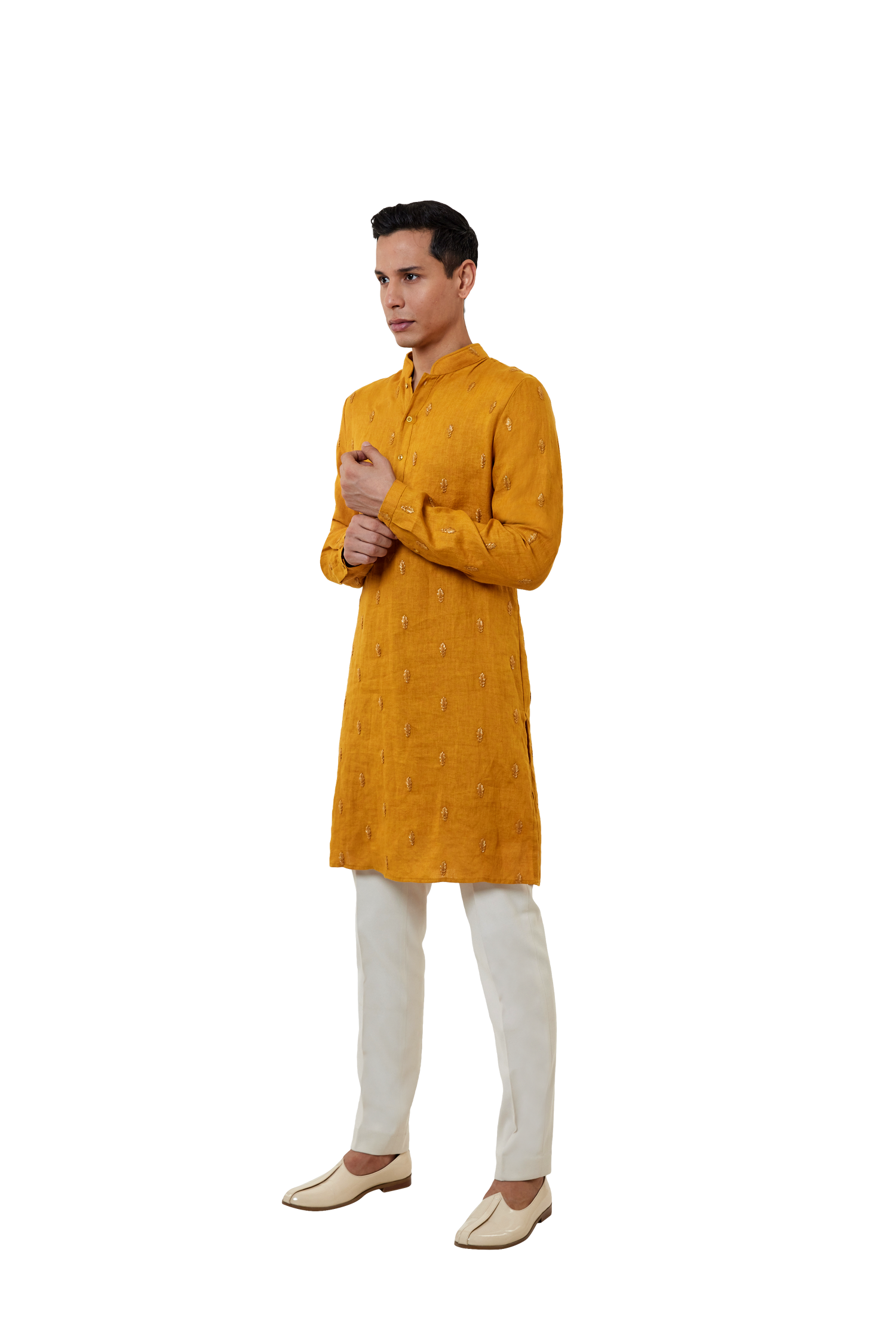 EXTENDED FIRE MUSTARD KURTA  