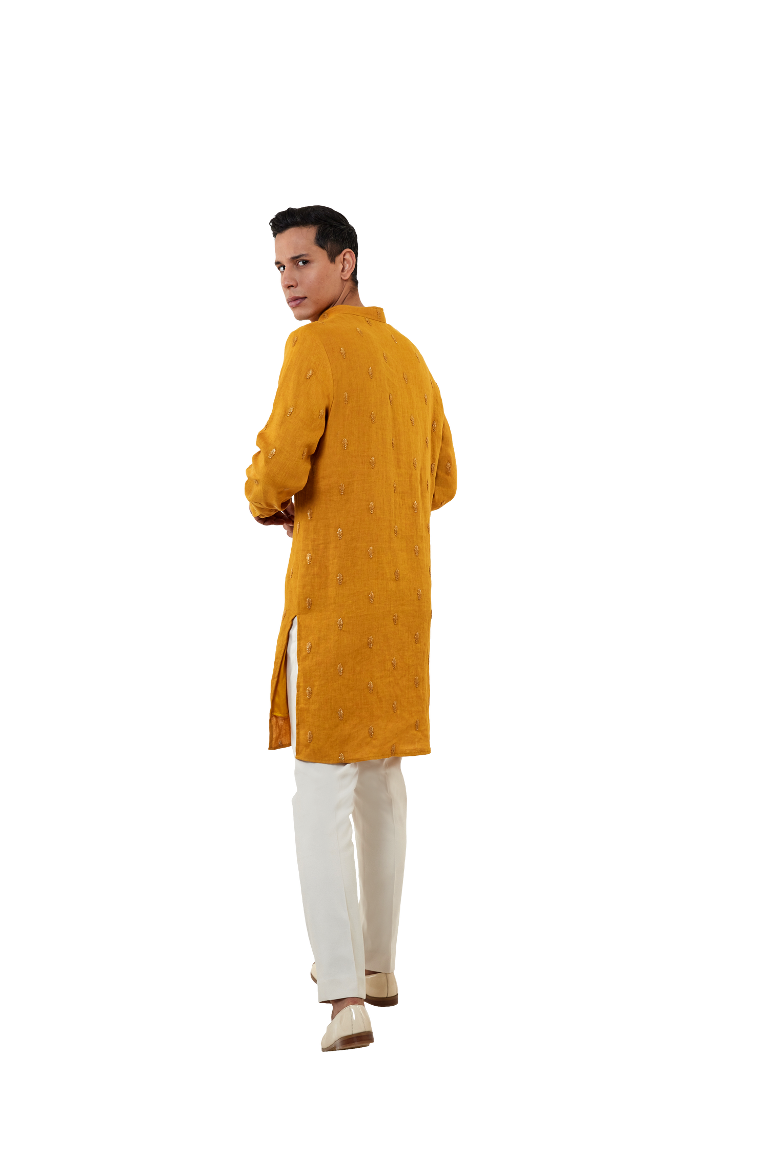 EXTENDED FIRE MUSTARD KURTA  