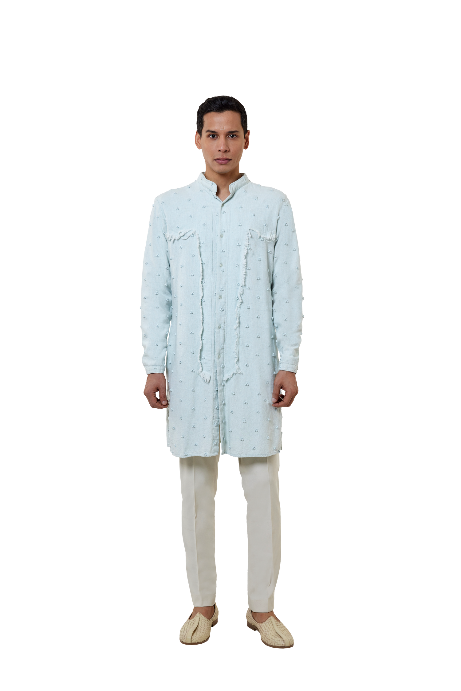 FRAYED BRAILLE KNOTTED KURTA  