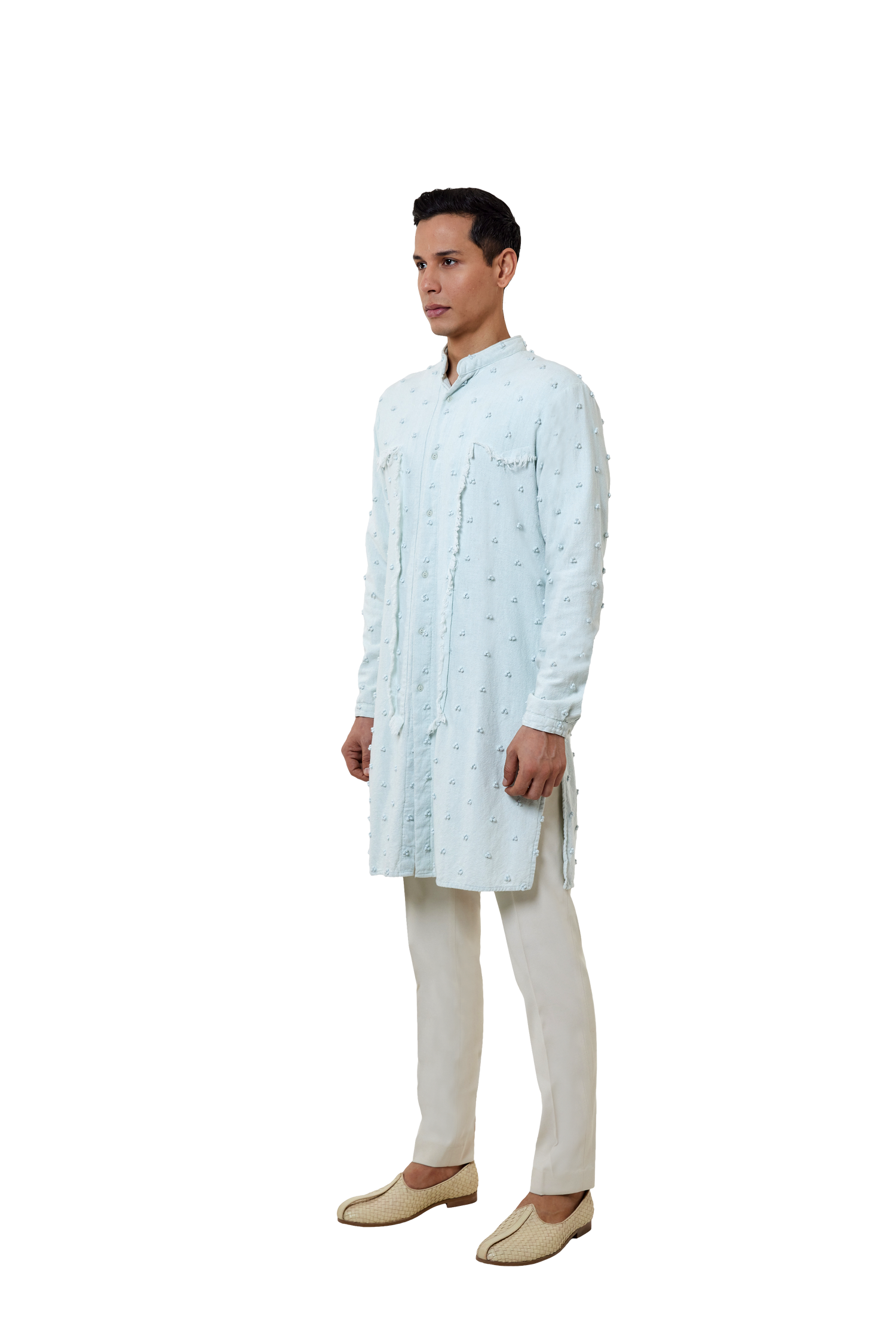 FRAYED BRAILLE KNOTTED KURTA  