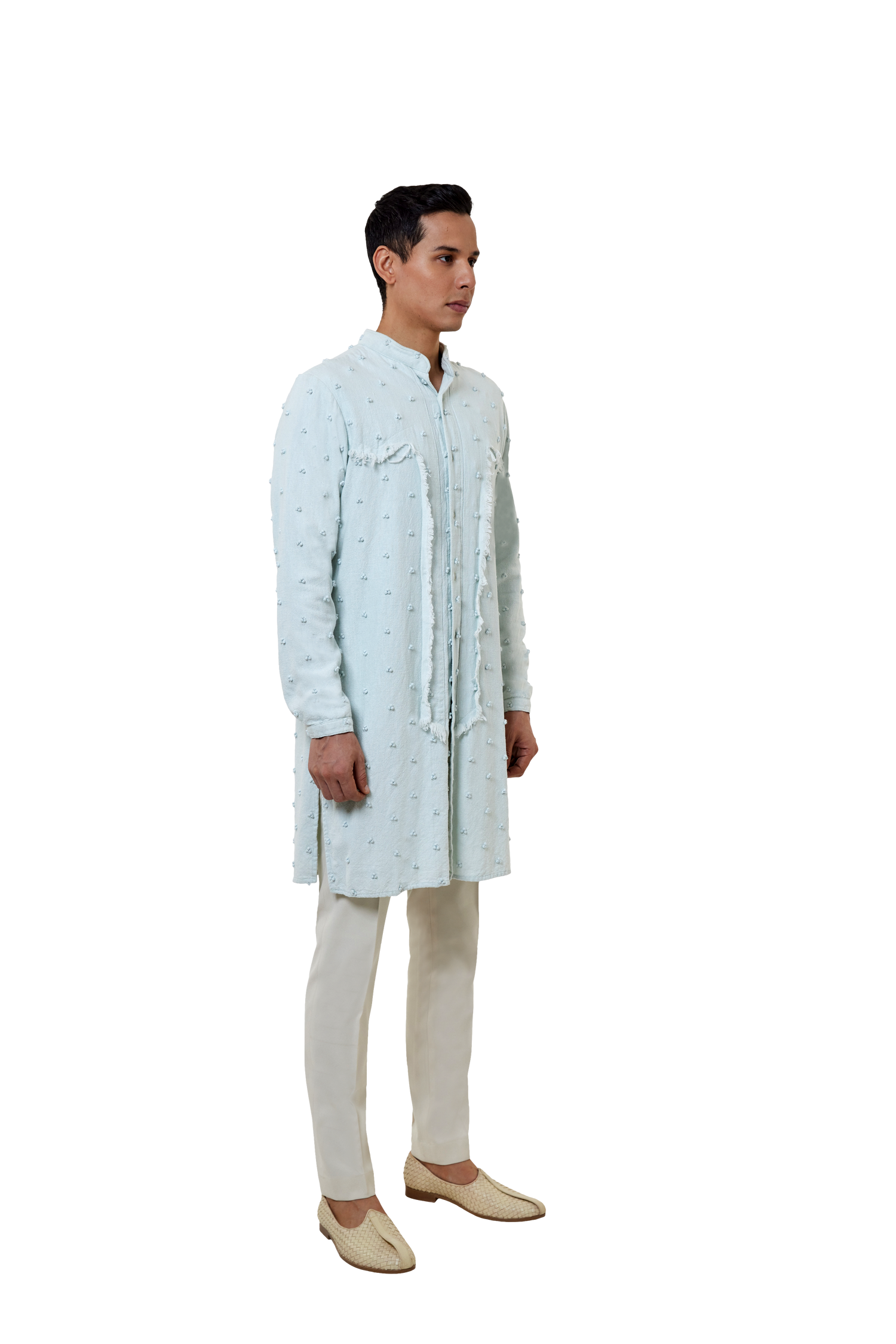 FRAYED BRAILLE KNOTTED KURTA  