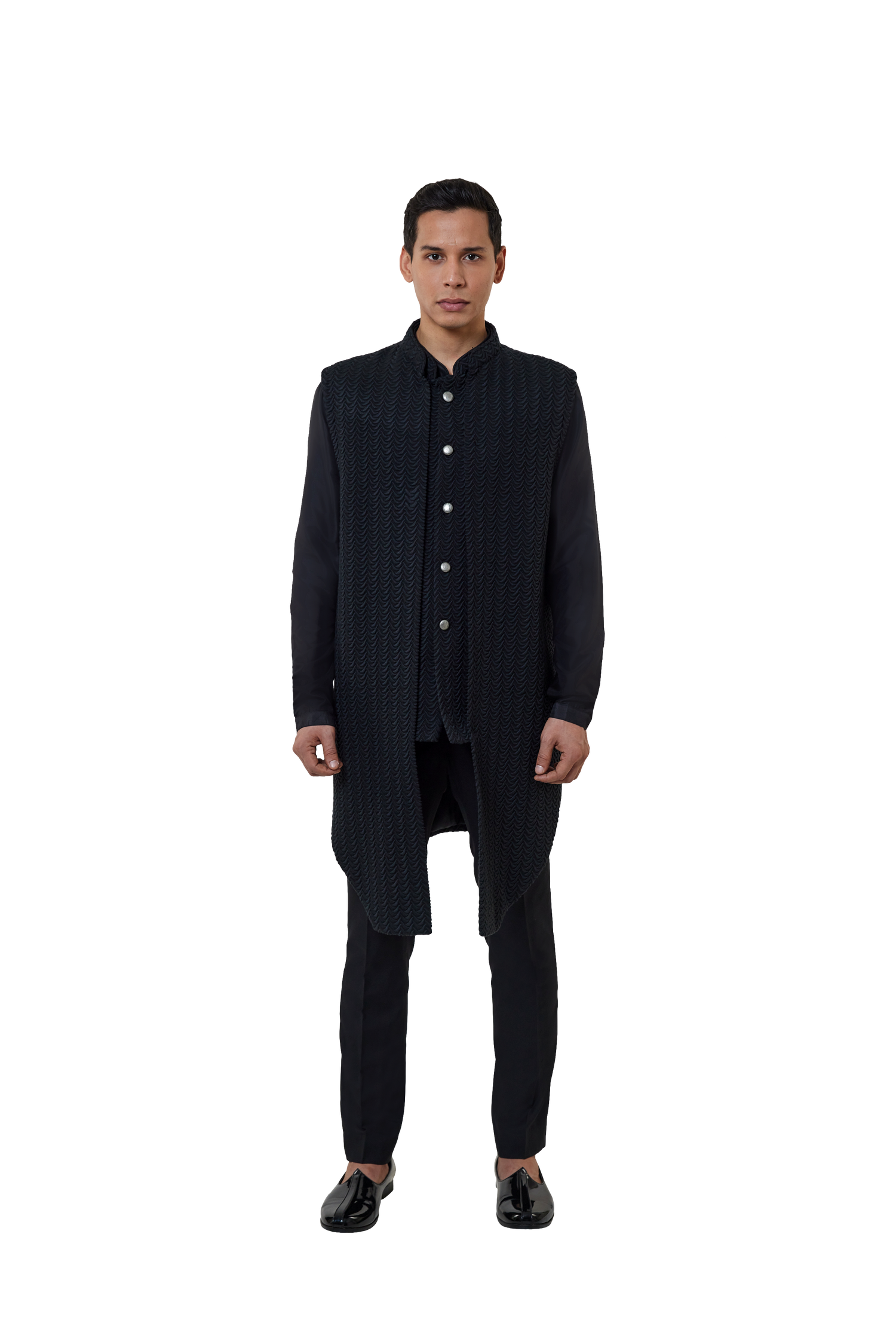  BOOMERANG LEAF MOCK LAYER SLEEVELESS JACKET 