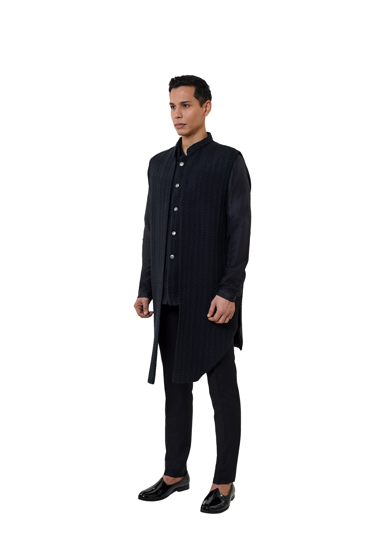 BOOMERANG LEAF MOCK LAYER SLEEVELESS JACKET  