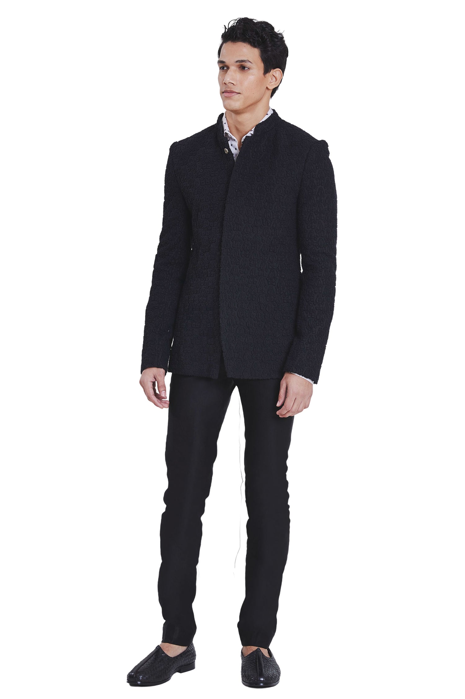 ROCKET ROSE KNOTTED BLACK BANDHGALA  