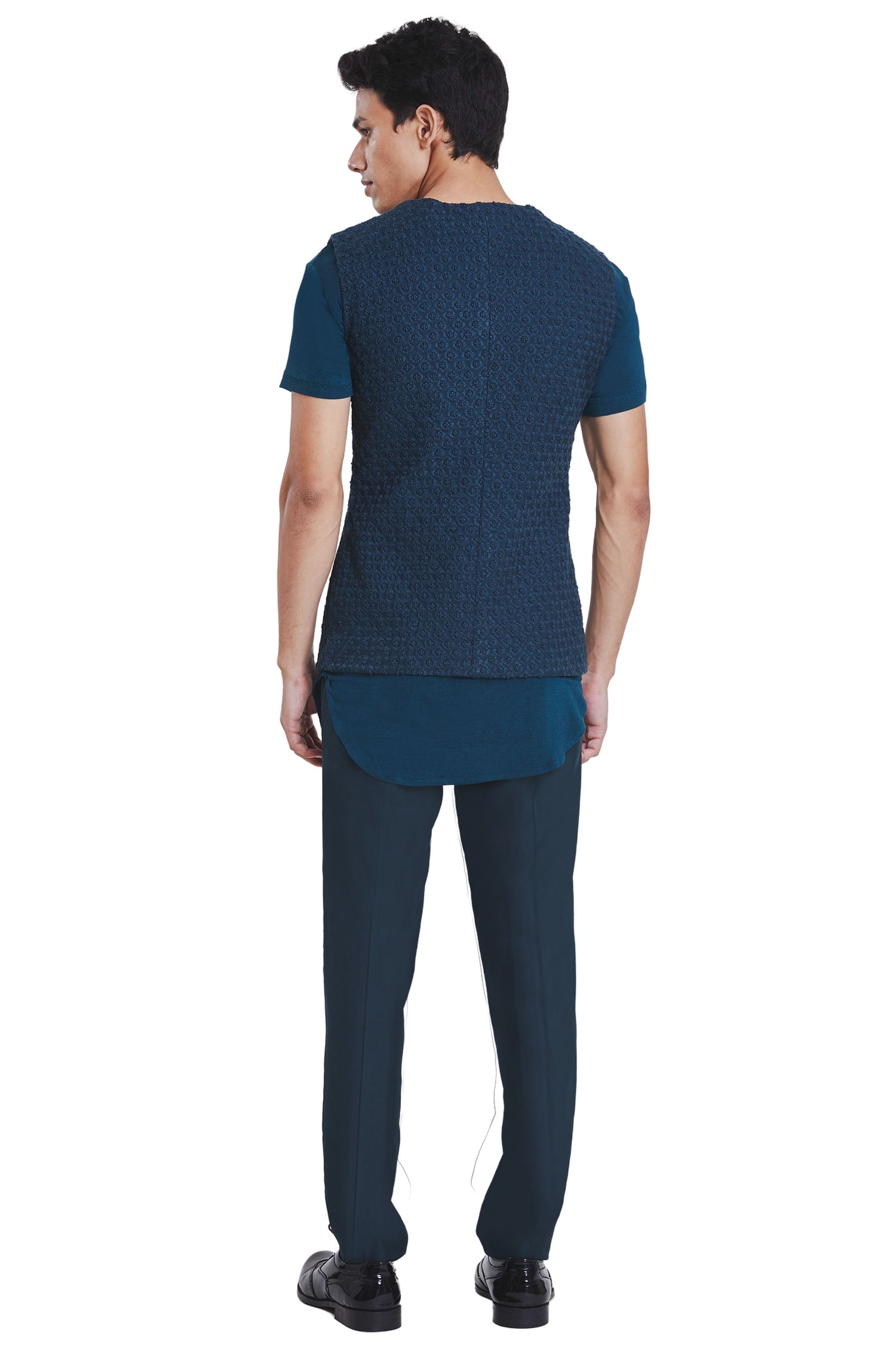 N. DECON FLOWER KNOTTED SLEEVELESS  TEAL JACKET  