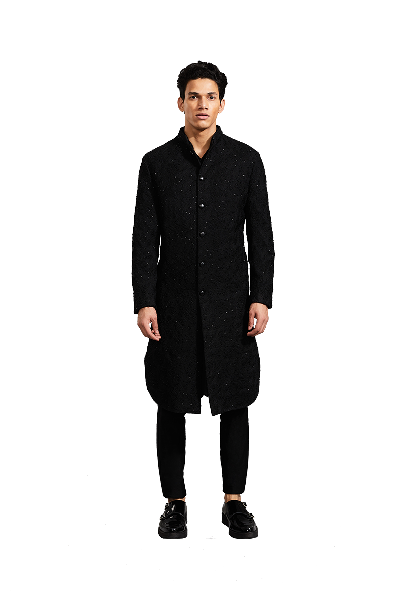  MICRO FOLIAGE HIGHLIGHTED BLACK JACKET 
