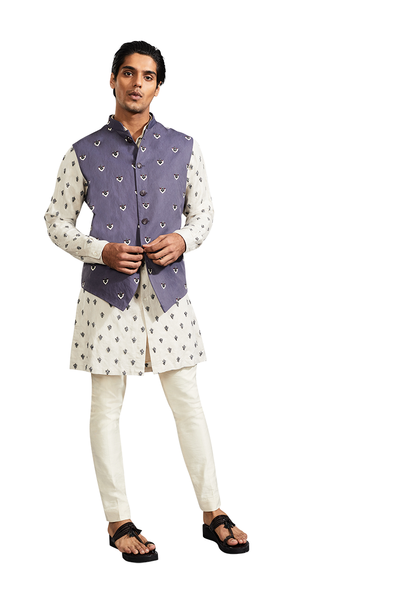  POTTED FLOWER THREAD SLEEVELESS JACKET 