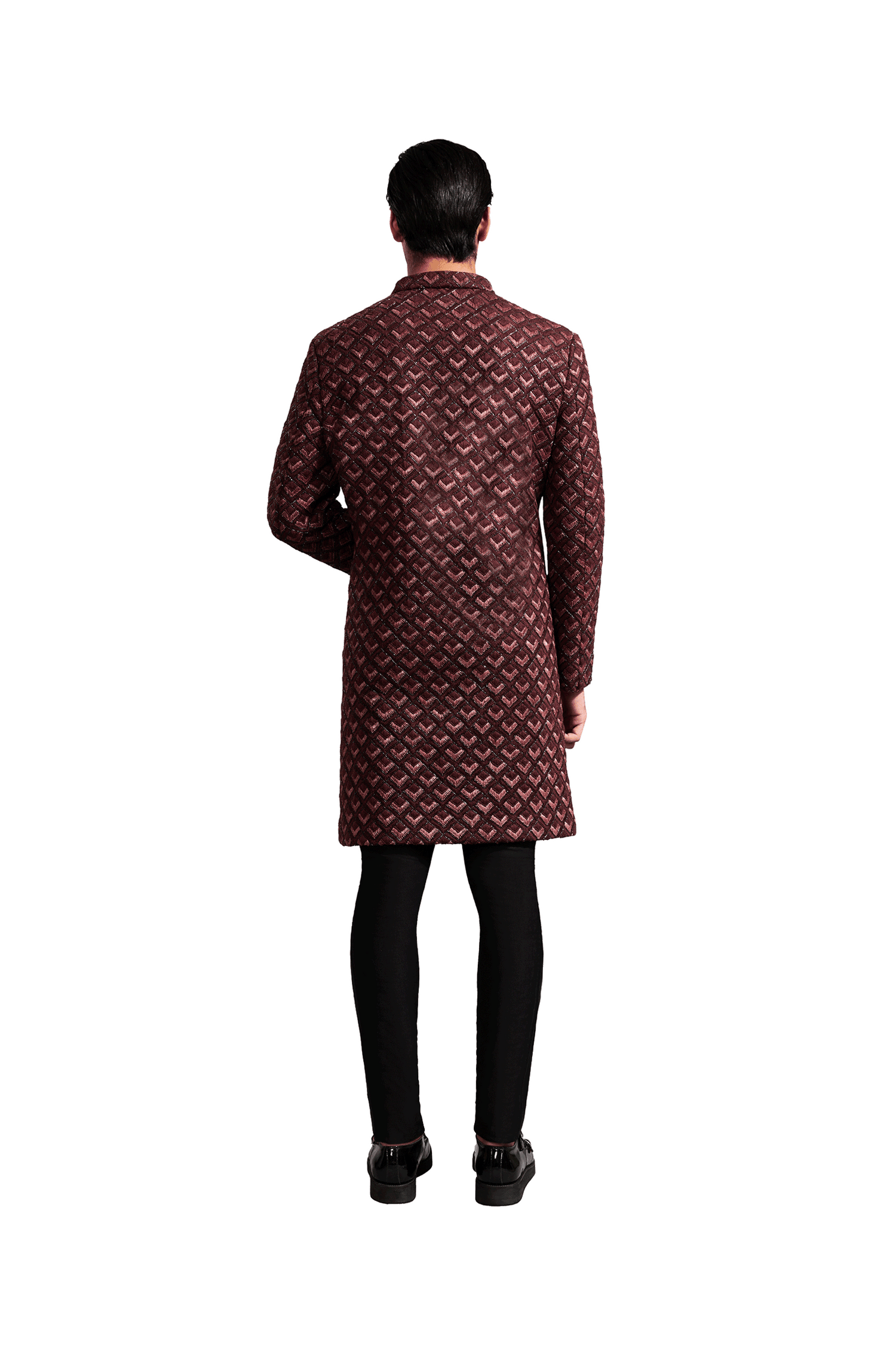 SCALLOP HIGHLIGHTED MAROON JACKET  